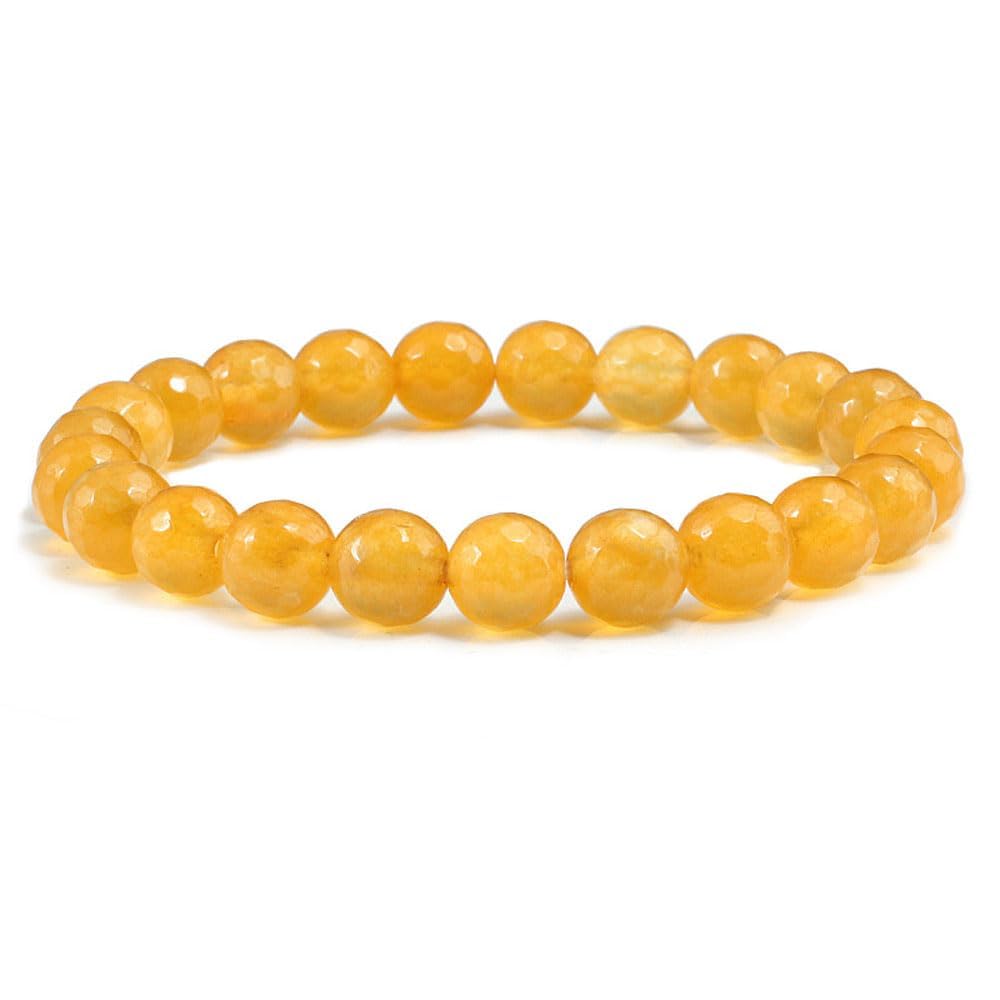 Yellow Agate 8mm Beaded Gemstone Stretchy Bracelet
