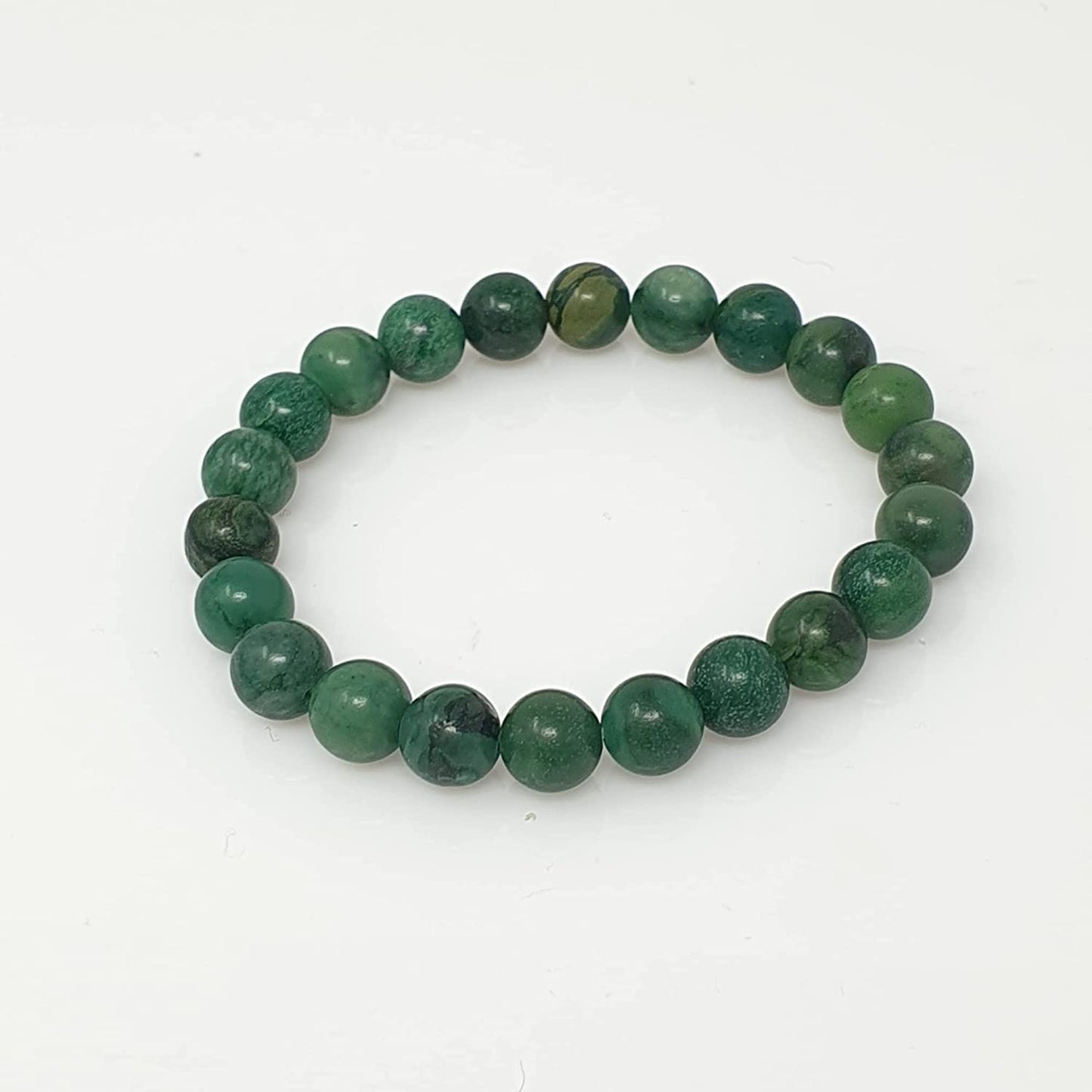 Gemstone Necklace Bracelet Set | Handmade 8mm Natural Green African Jade Jewelry for Women