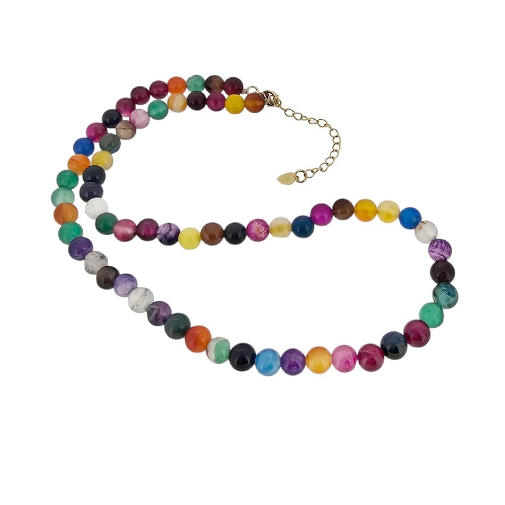 Gemstone Necklace Choker | Handmade 6mm Beaded Necklace with 5cm Extender - Vibrant Gemstones for Women