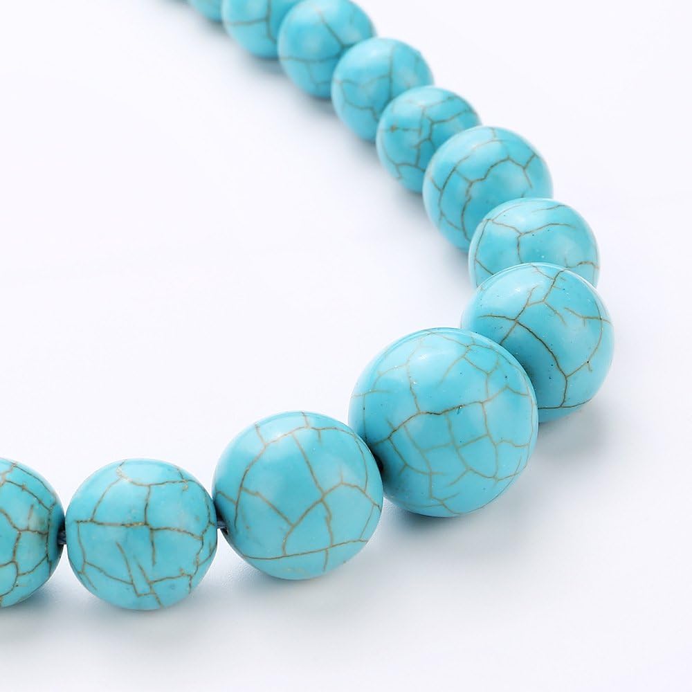Women's Blue Turquoise Necklace | Stunning 6-16mm Natural Gemstone Necklace, Stylish Jewelry for Women