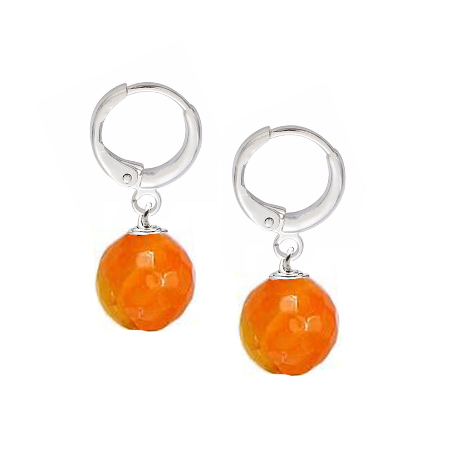 Orange Agate 12mm Gemstone Bead Leverback Earrings