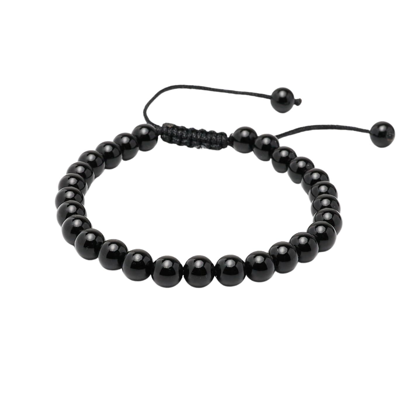 Black Agate 6mm Gemstone Friendship Bracelet