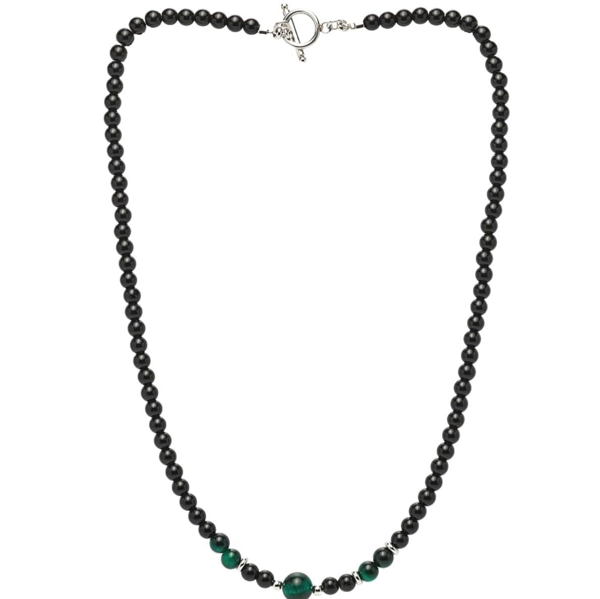 Gemstone Beaded Necklace for Men | Handmade Black Onyx and Green Tiger's Eye Necklace