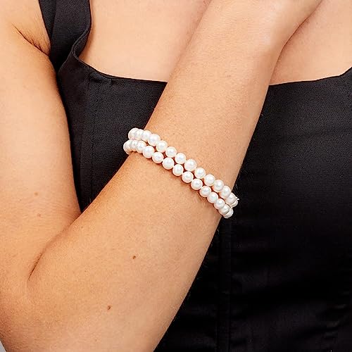 Pearl Bracelet | 2-Row White Freshwater Cultured A-Grade Pearl Bracelet for Women