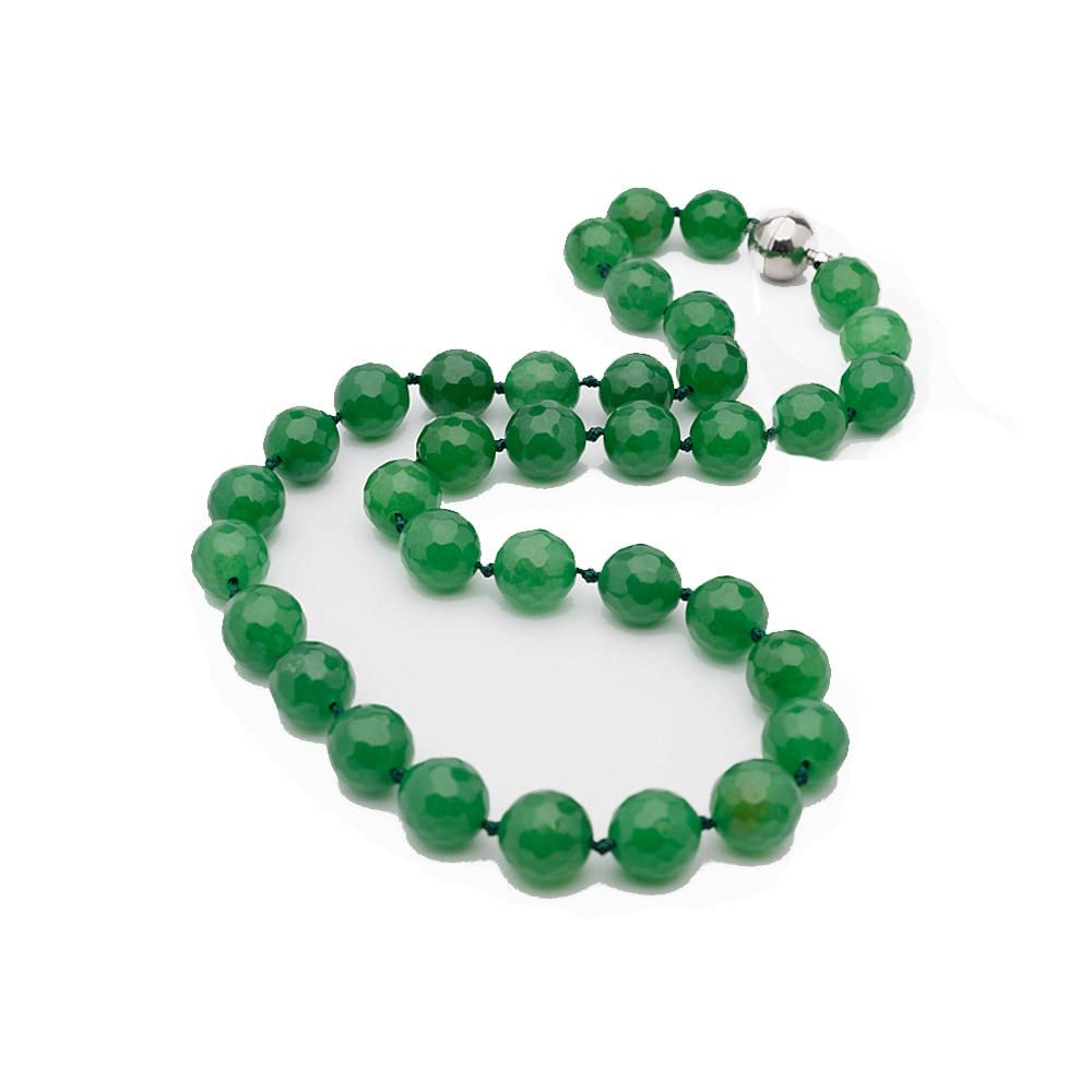 Green 12mm Gemstone Necklace on white Background