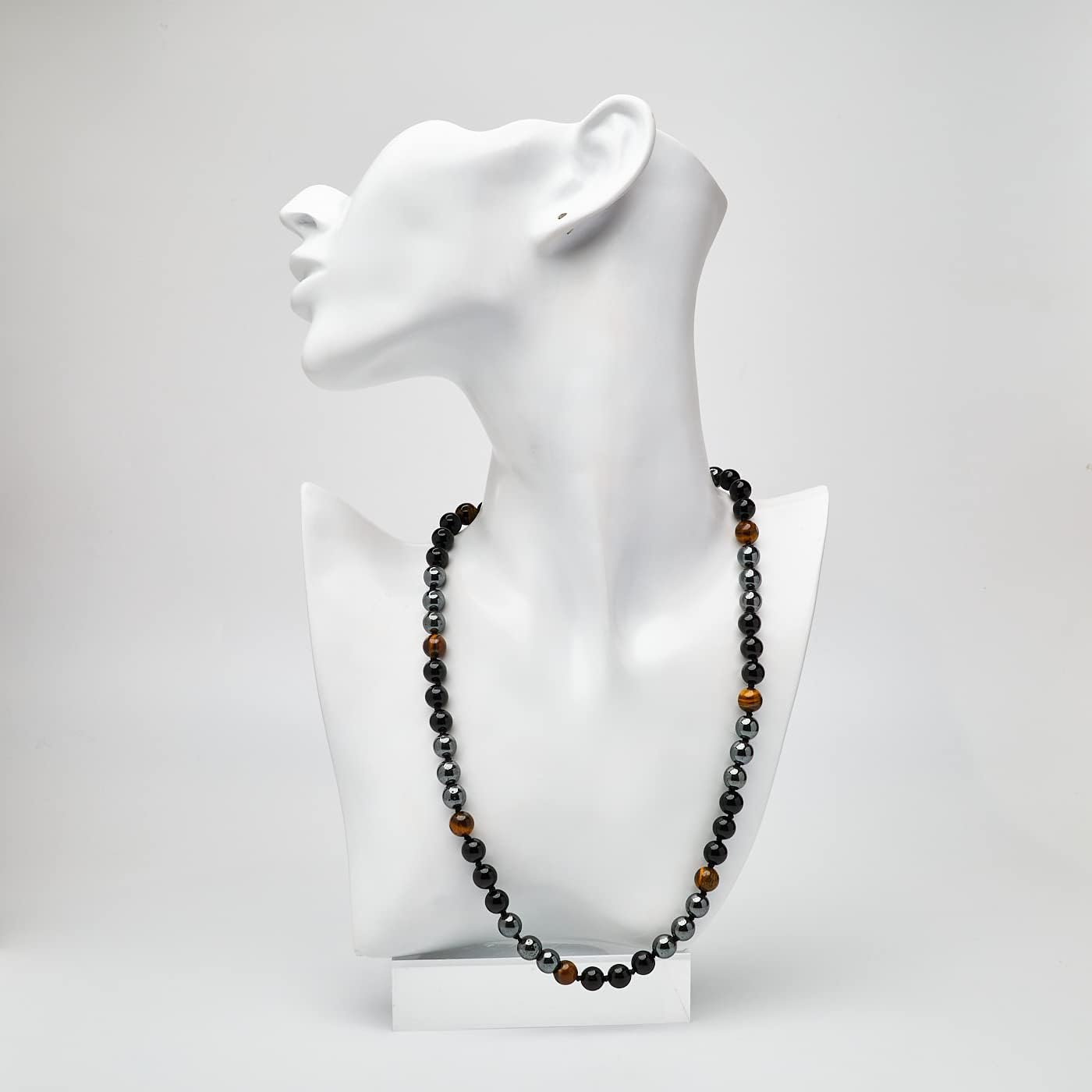 Men's Beaded Necklace | Handmade Natural Gemstone Chain with Tiger’s Eye and Onyx