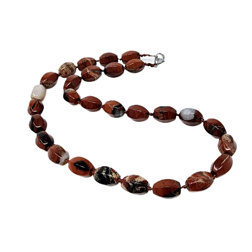 Red Jasper 10x14mm Gemstone Beaded Necklace