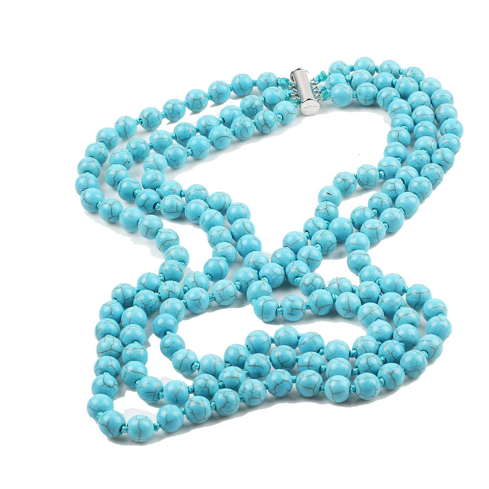 Women's Turquoise Necklace | Stunning Three-Row Gemstone Design
