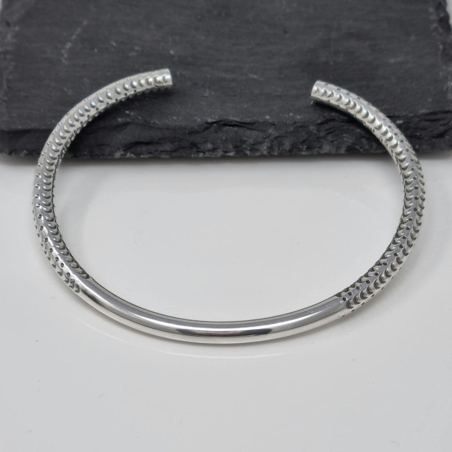 Men's Adjustable Silver Bangle | Solid Sterling Silver Bracelet