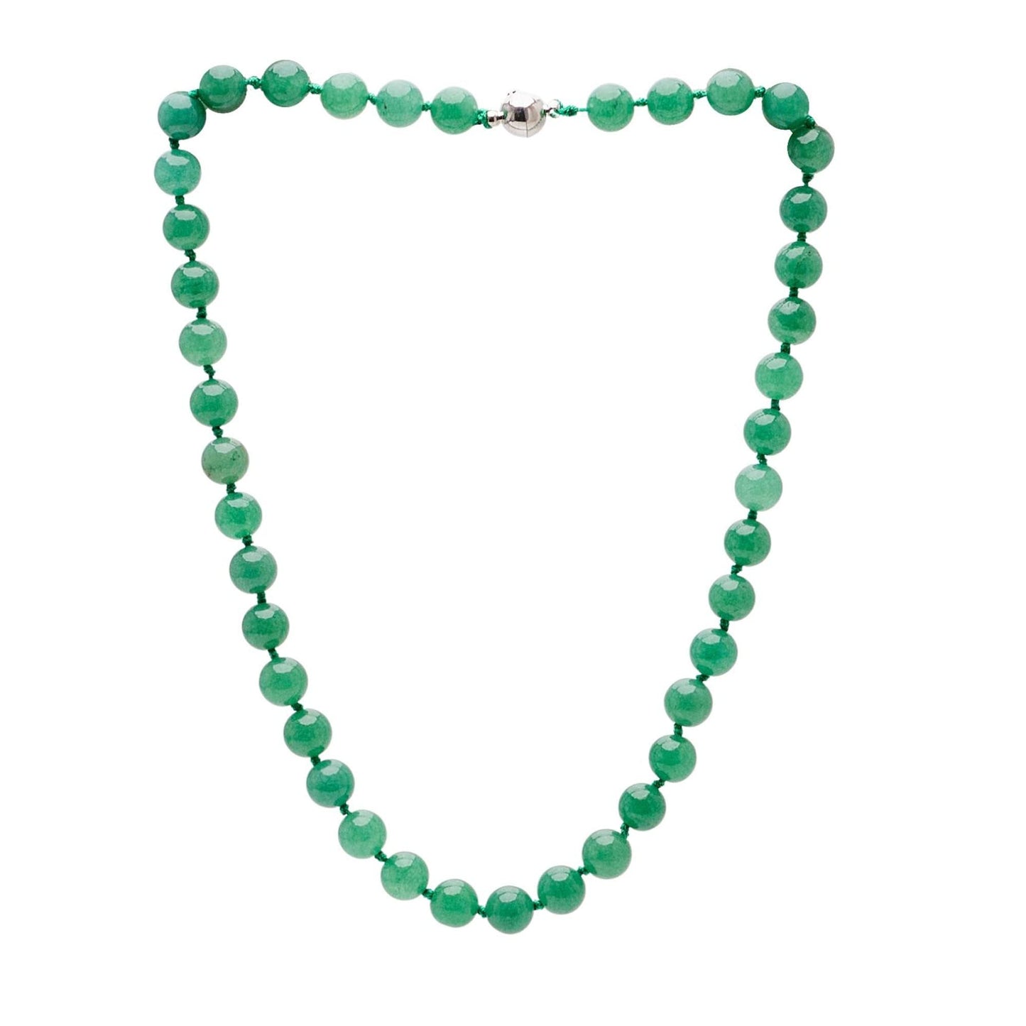 Green Agate 10mm Round Gemstone Beaded Necklace