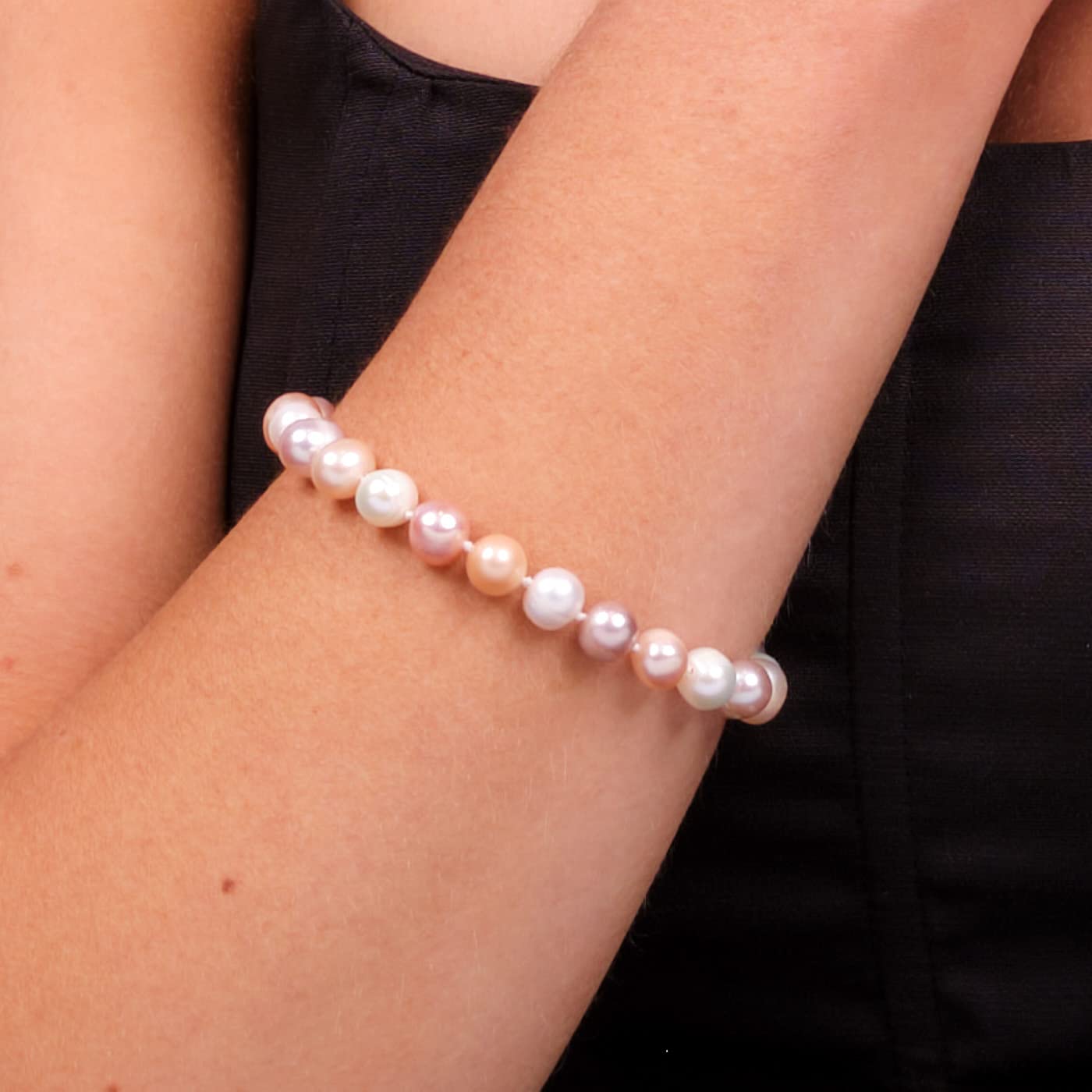 Women's Multicolor Pearl Bracelet | Handmade 8-9mm Freshwater Cultured Pearl Bracelet, 7.6 Inches