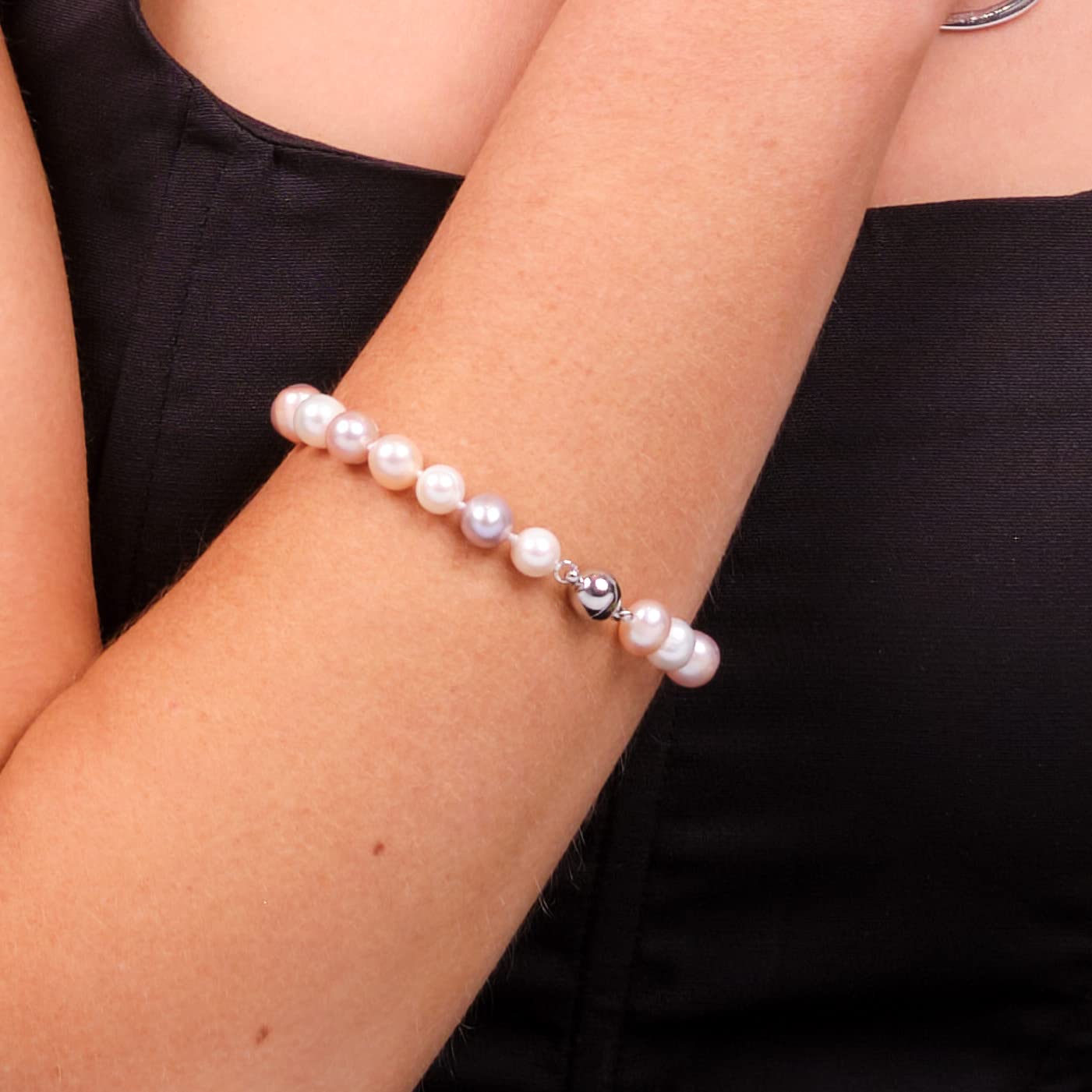 Women's Multicolor Pearl Bracelet | Handmade 8-9mm Freshwater Cultured Pearl Bracelet, 7.6 Inches