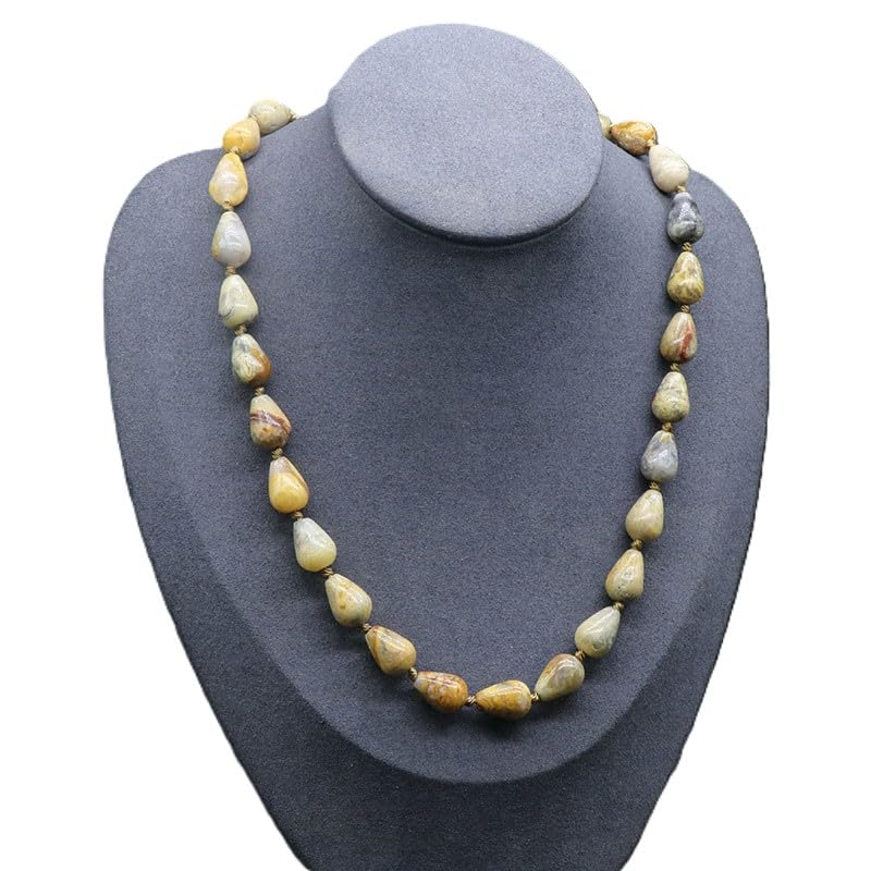 Crazy Agate Round Teardrop Gemstone Necklace