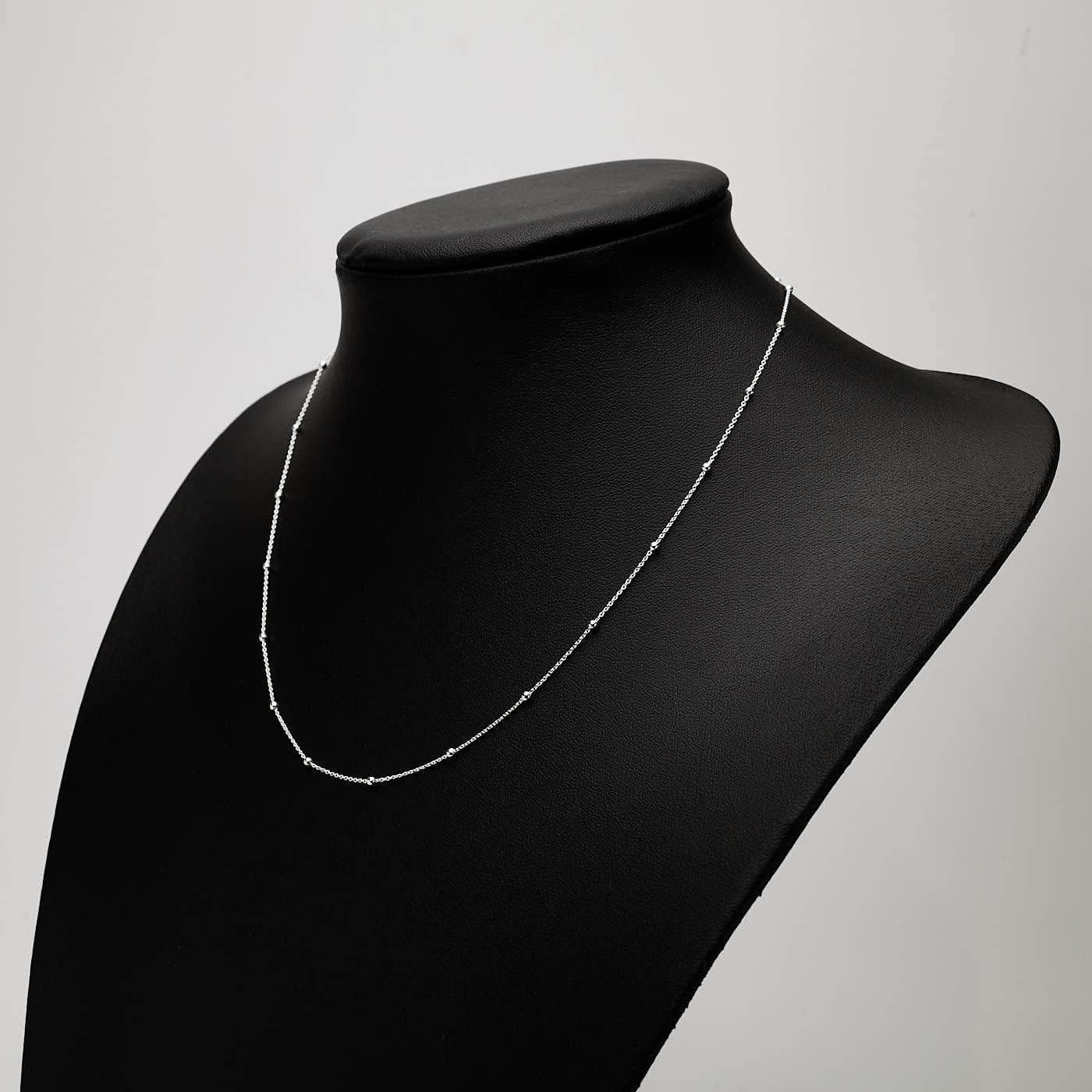 Women's Silver Necklace | 925 Silver Ball Beaded Chain with Layered Stack Choker Design - Length: 19in
