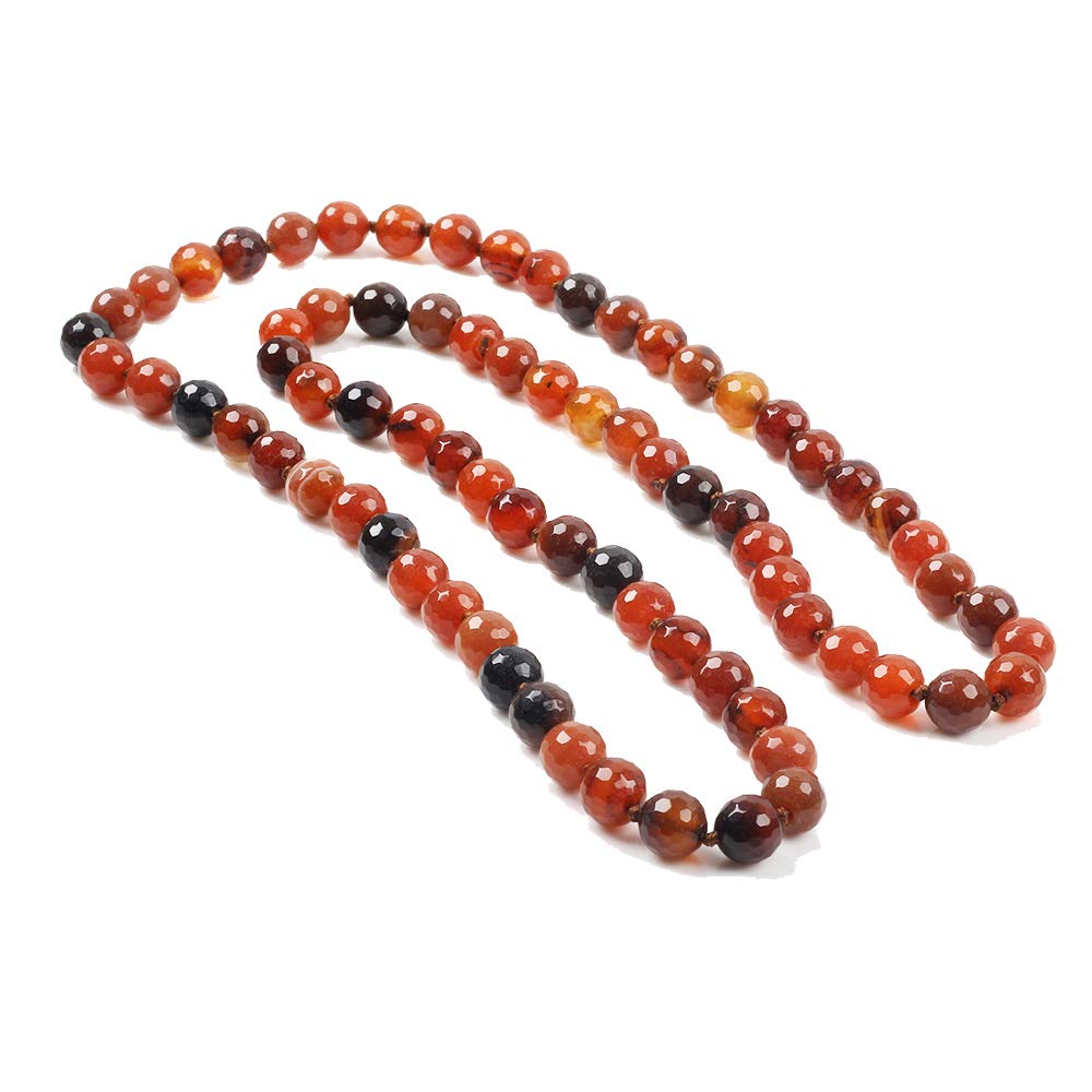 Red Agate 10mm Gemstone Beaded Necklace 35 inch long