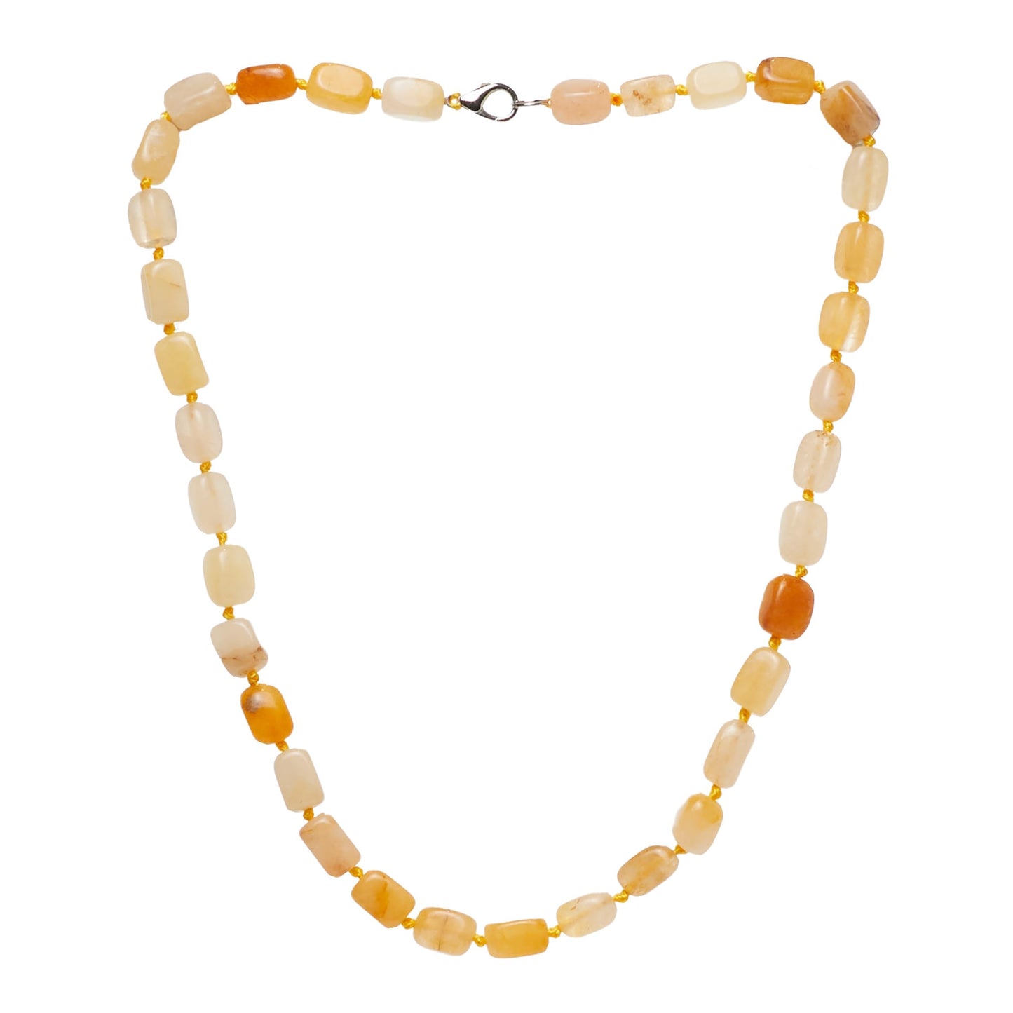Women's Beaded Necklace | Yellow Agate Gemstone Beads with 925 Sterling Silver, Handmade Jewelry