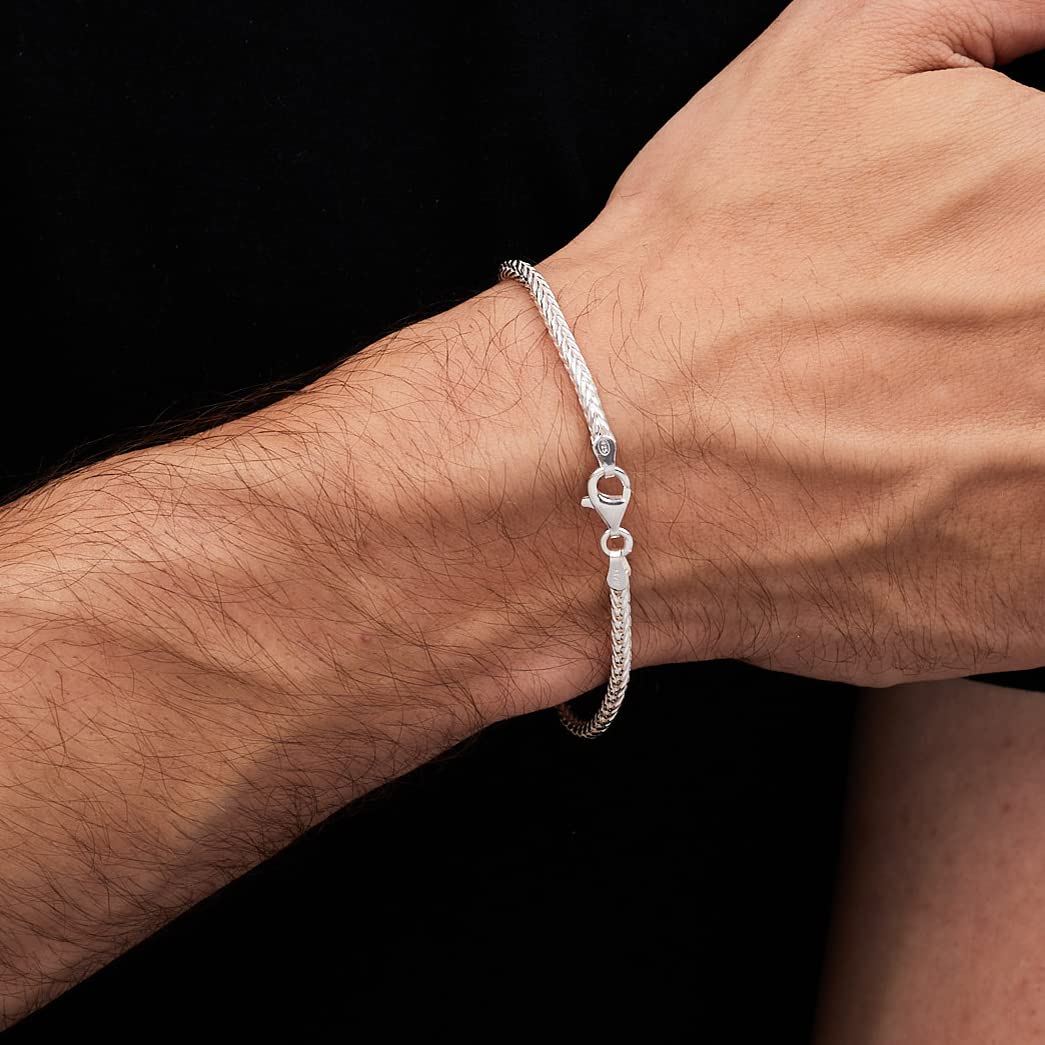 925 Sterling Silver Foxtail Chain Bracelet on Model