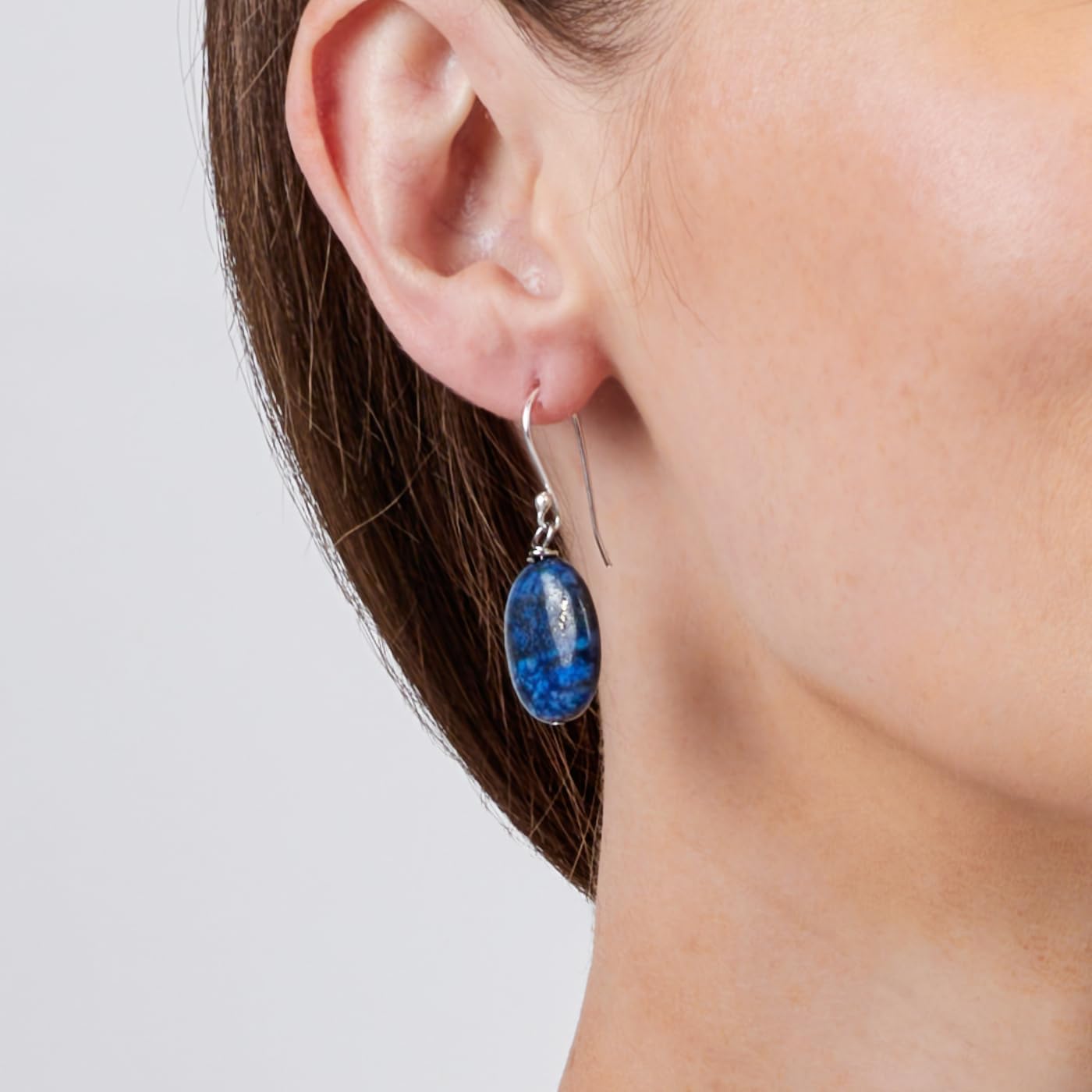 Women's Dangle Earrings | Sterling Silver with Blue Lapis Beads