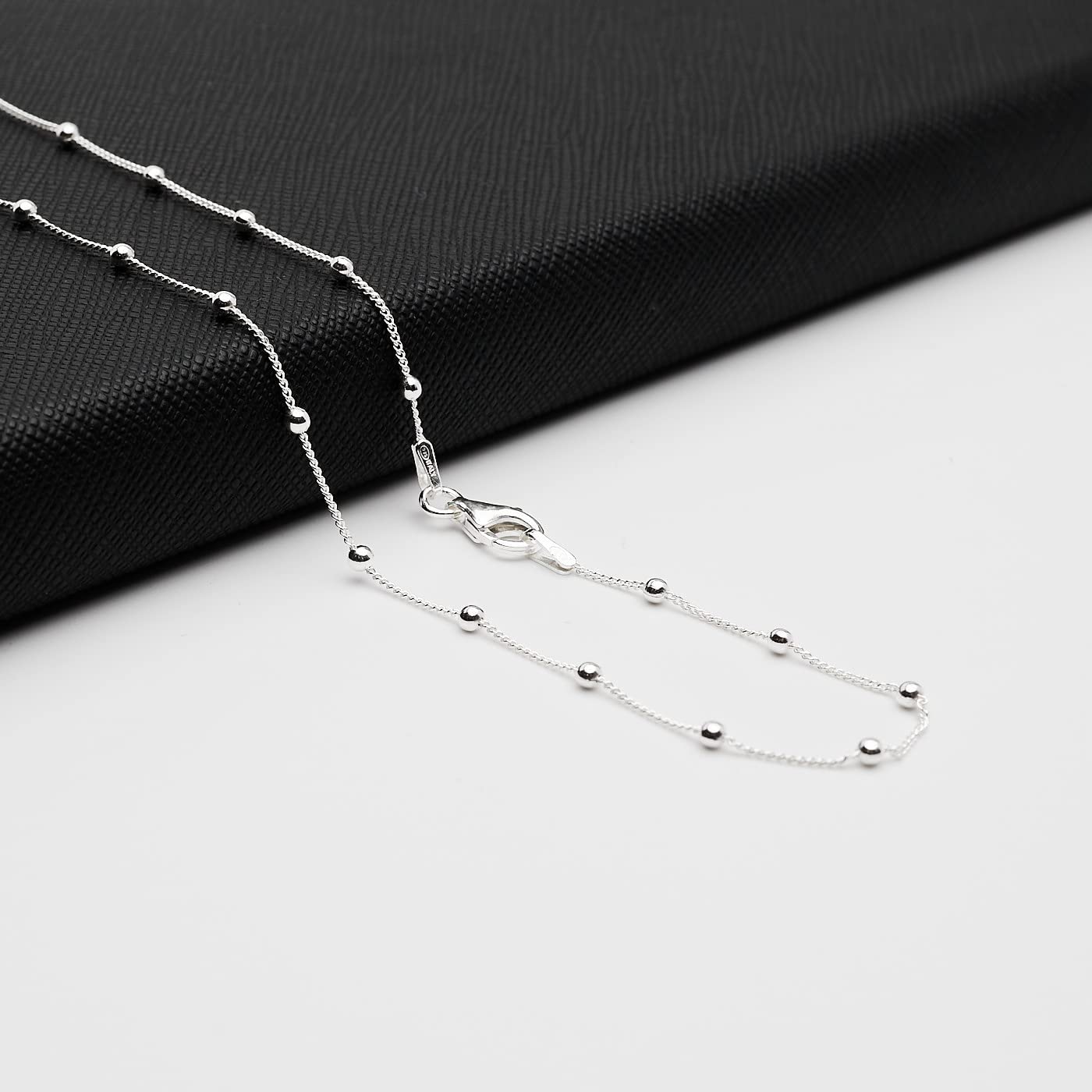 Women's Silver Necklace | Layered Stacking Curb Chain Design in 925 Sterling Silver - Length: 20in