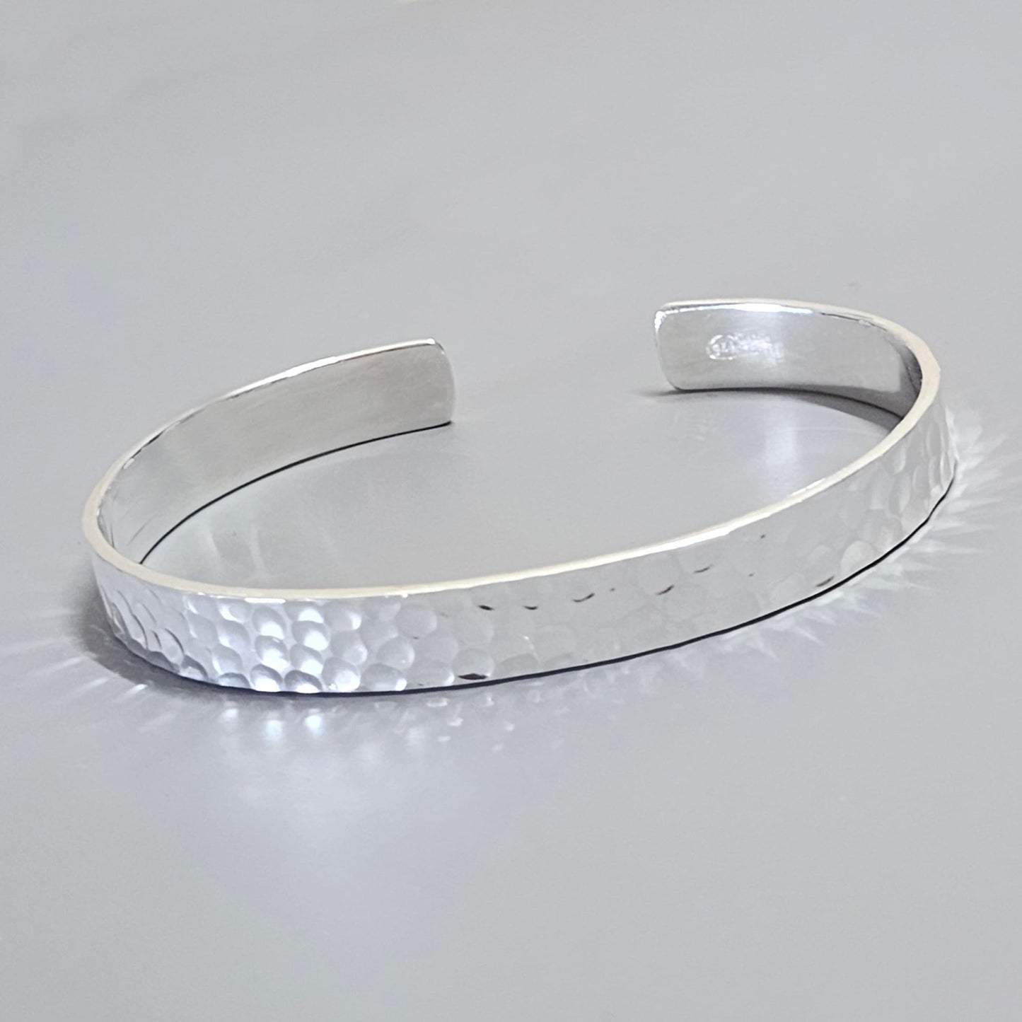 Hammered Style Statement Cuff Bangle | 925 Sterling Silver Bracelet for Women