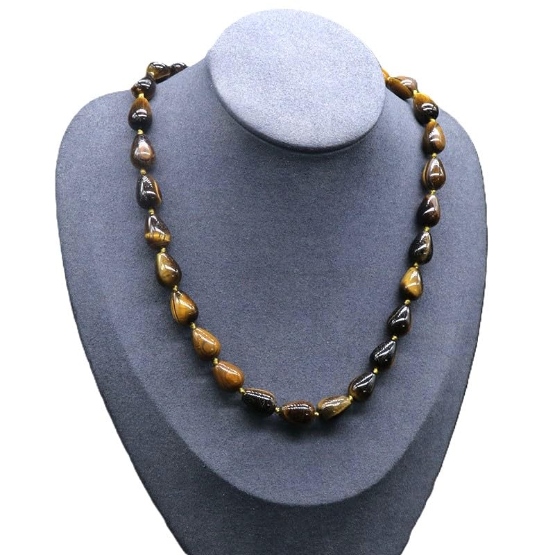 Brown Tiger's Eye Round Teardrop Gemstone Necklace