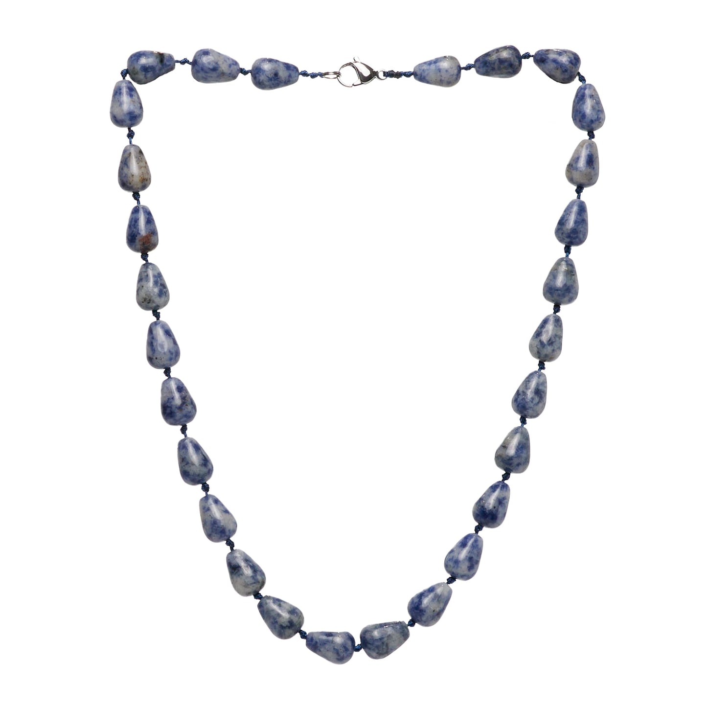 Blue Spots Round Teardrop Gemstone Necklace