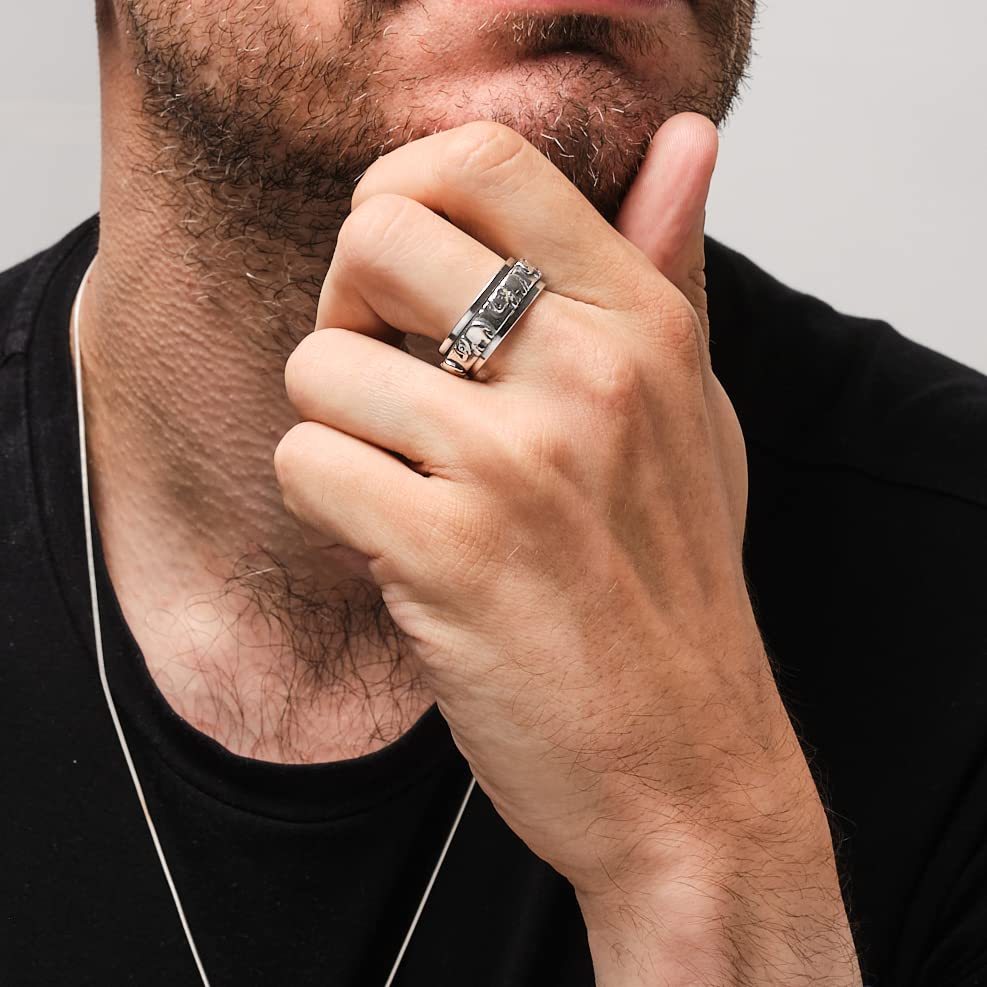 925 sterling silver elephant design spinning ring on model