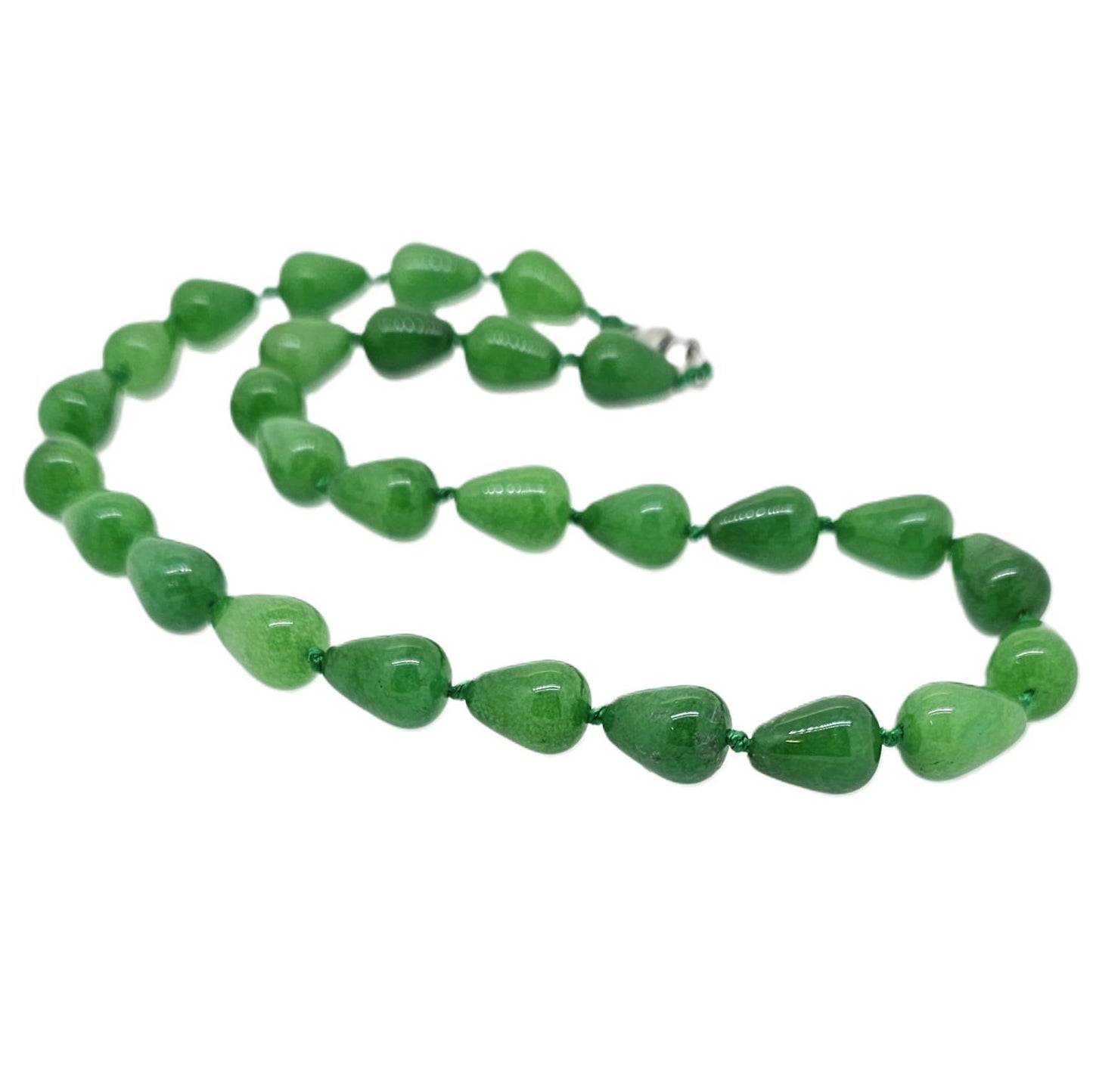 Green Jade Round Teardrop Gemstone Necklace