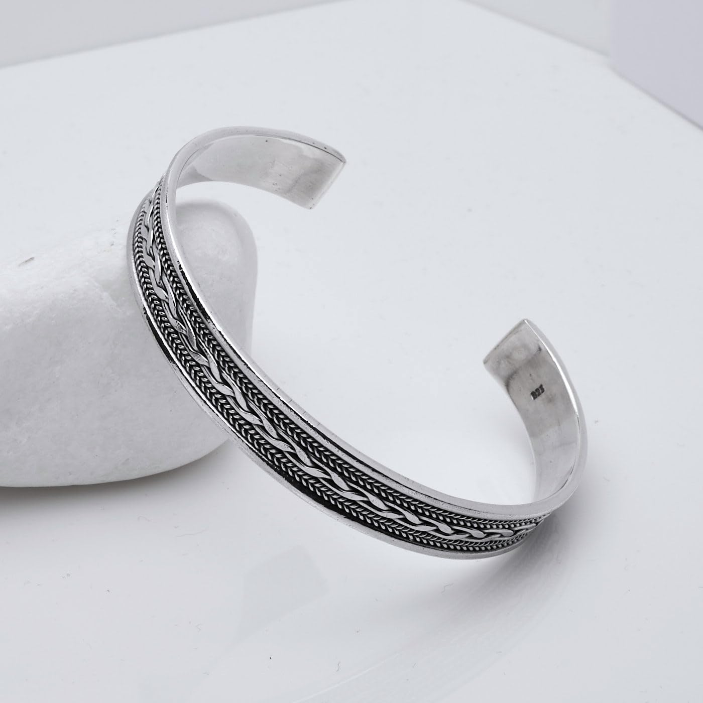 Cuff Bangle Bracelet | Solid 925 Sterling Silver Bracelet for Men