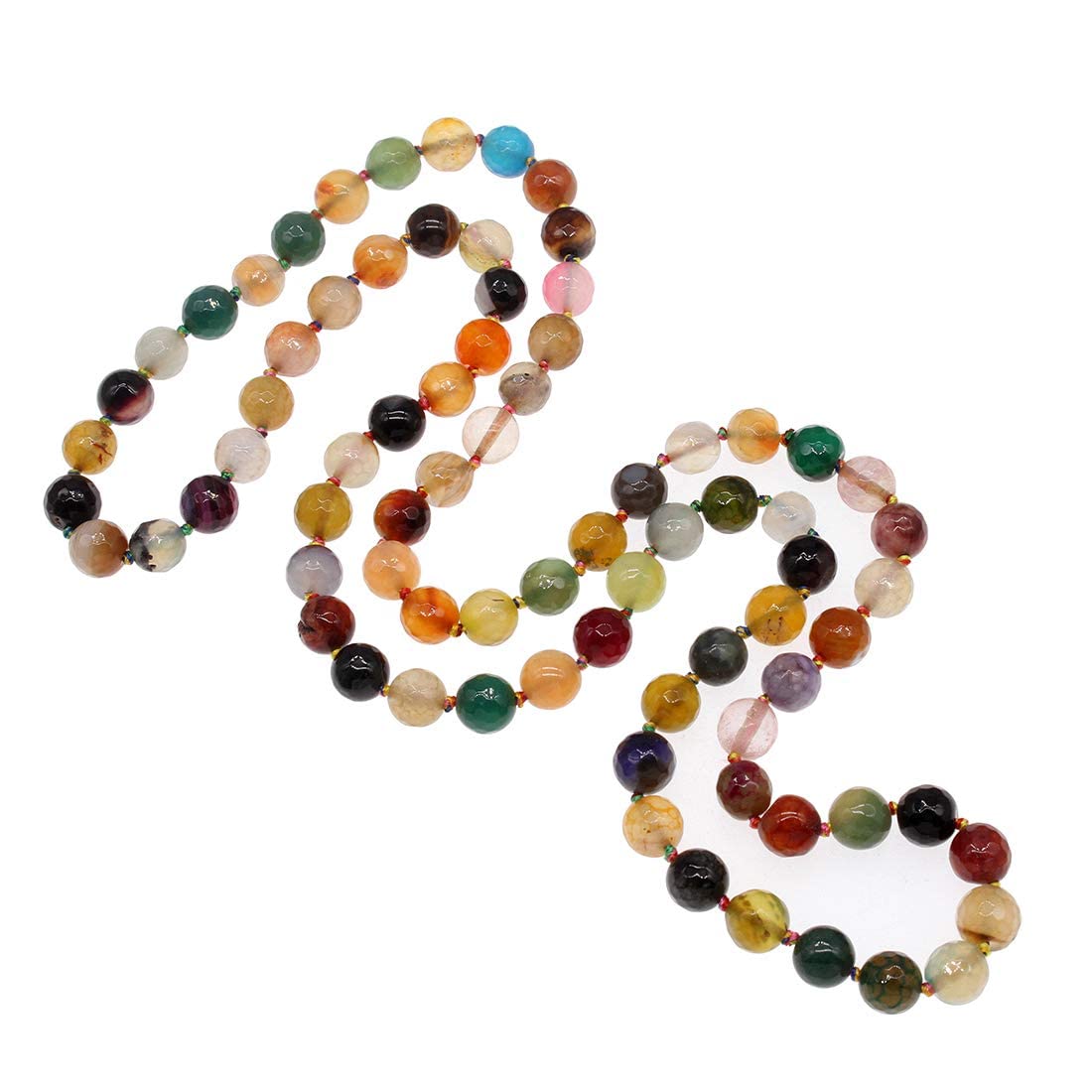 Multicolor 10mm Gemstone Beaded Necklace 35 inch long