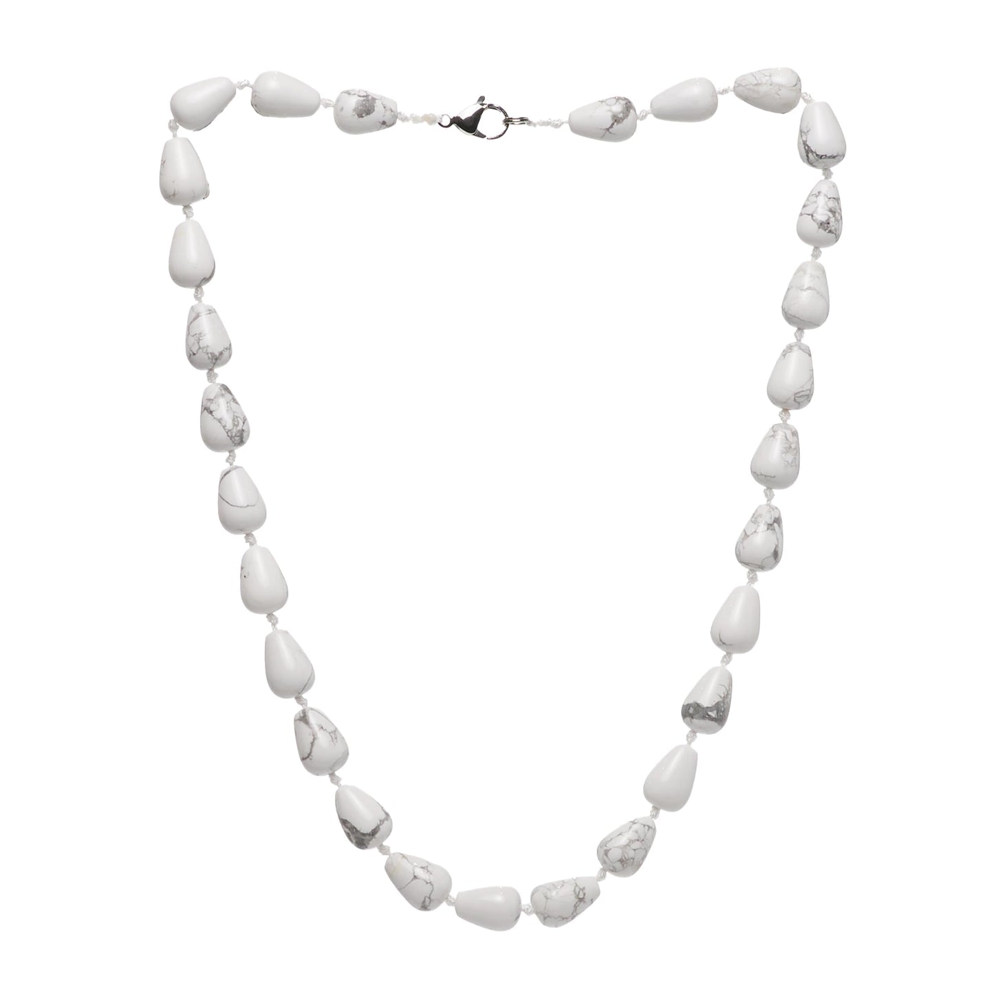 White Turquoise Round Teardrop Gemstone Necklace