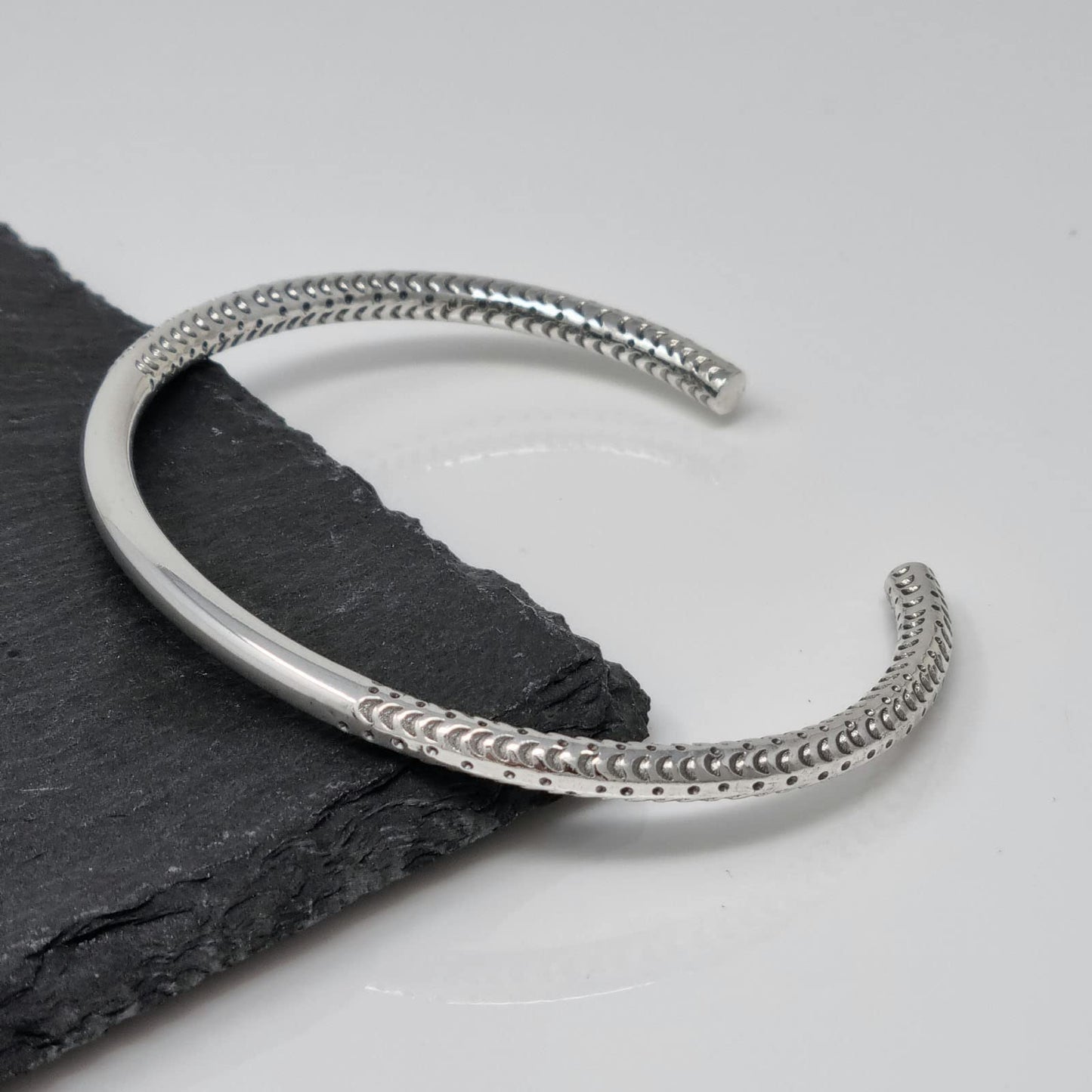 Men's Adjustable Silver Bangle | Solid Sterling Silver Bracelet