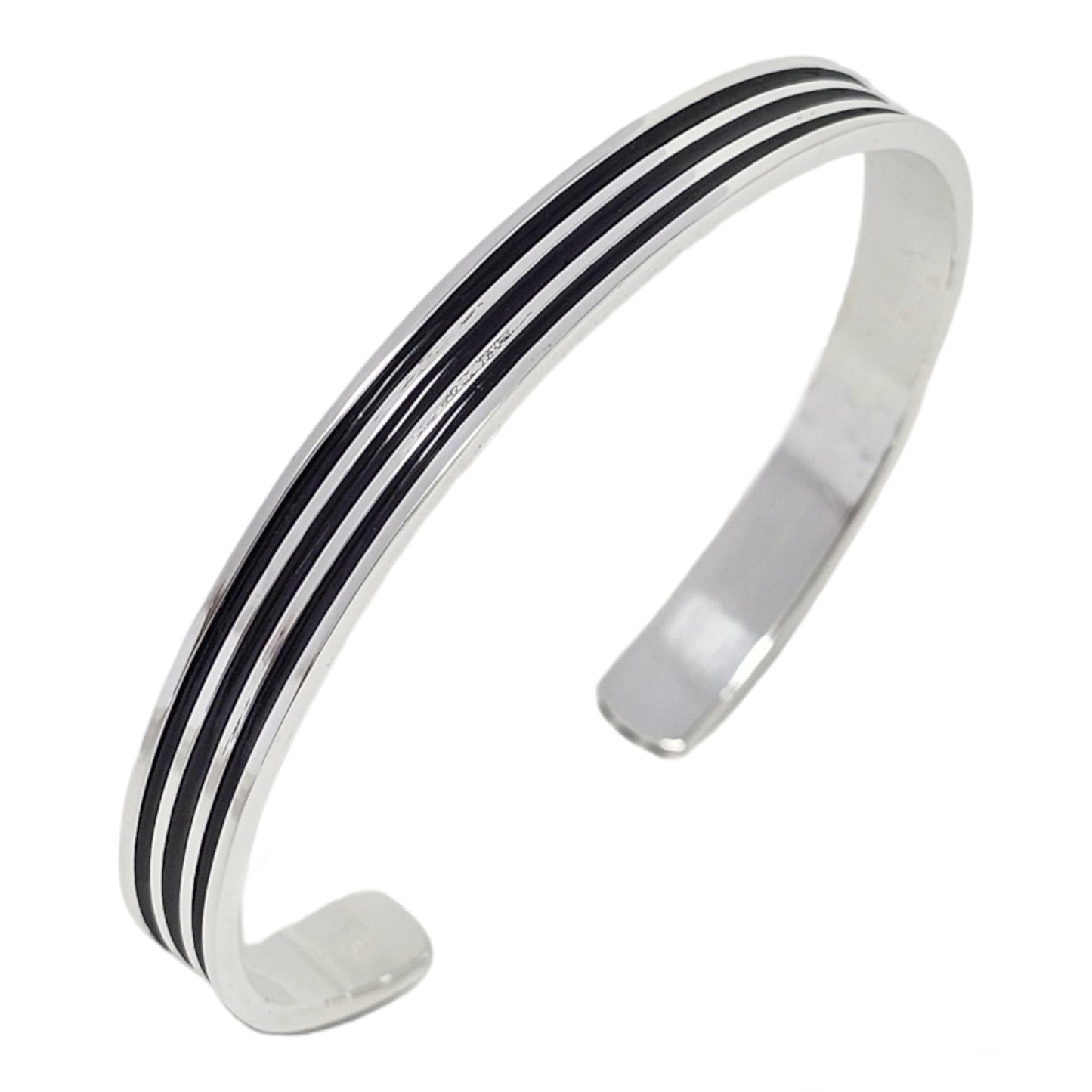 925 sterling silver triple lines bangle bracelet