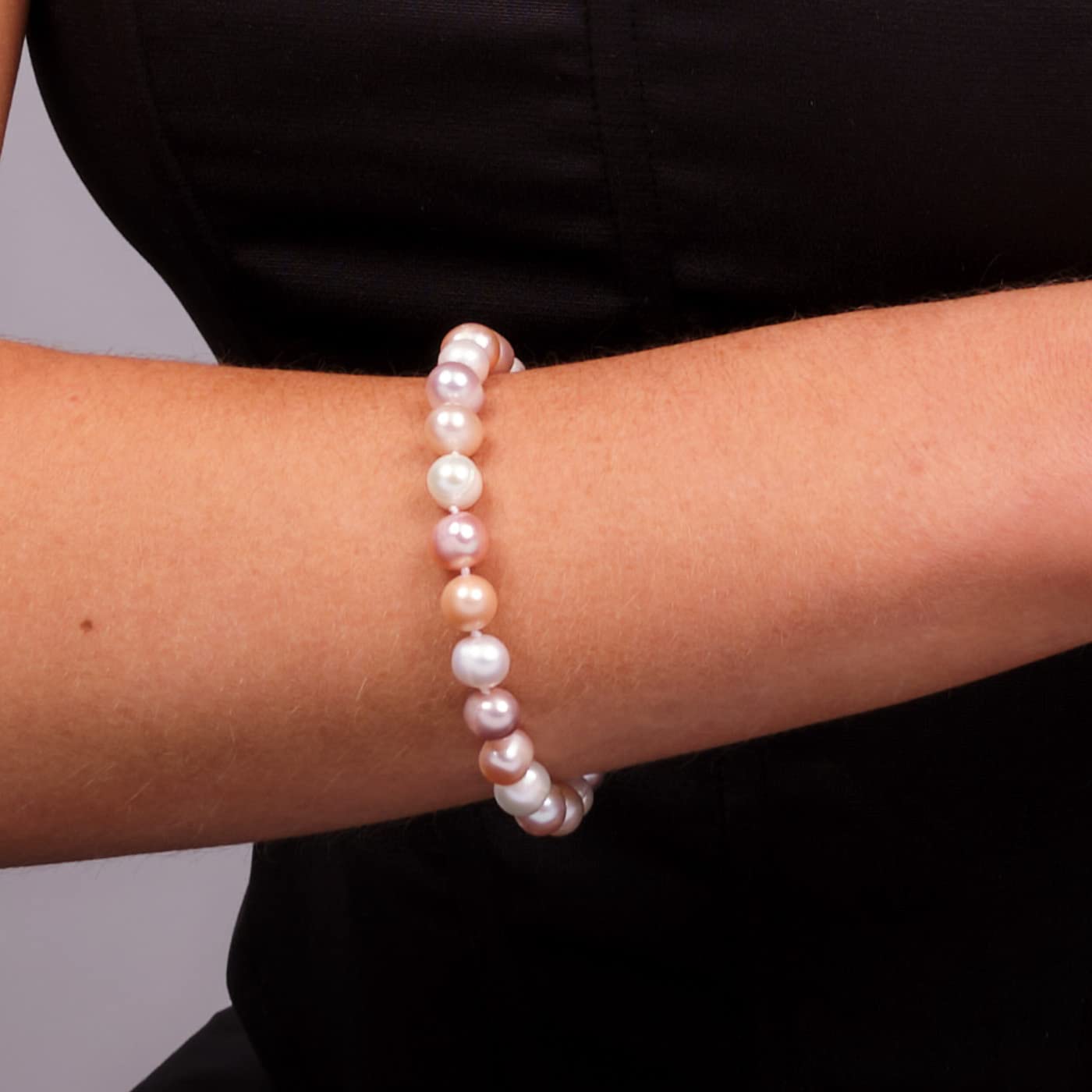 Women's Multicolor Pearl Bracelet | Handmade 8-9mm Freshwater Cultured Pearl Bracelet, 7.6 Inches