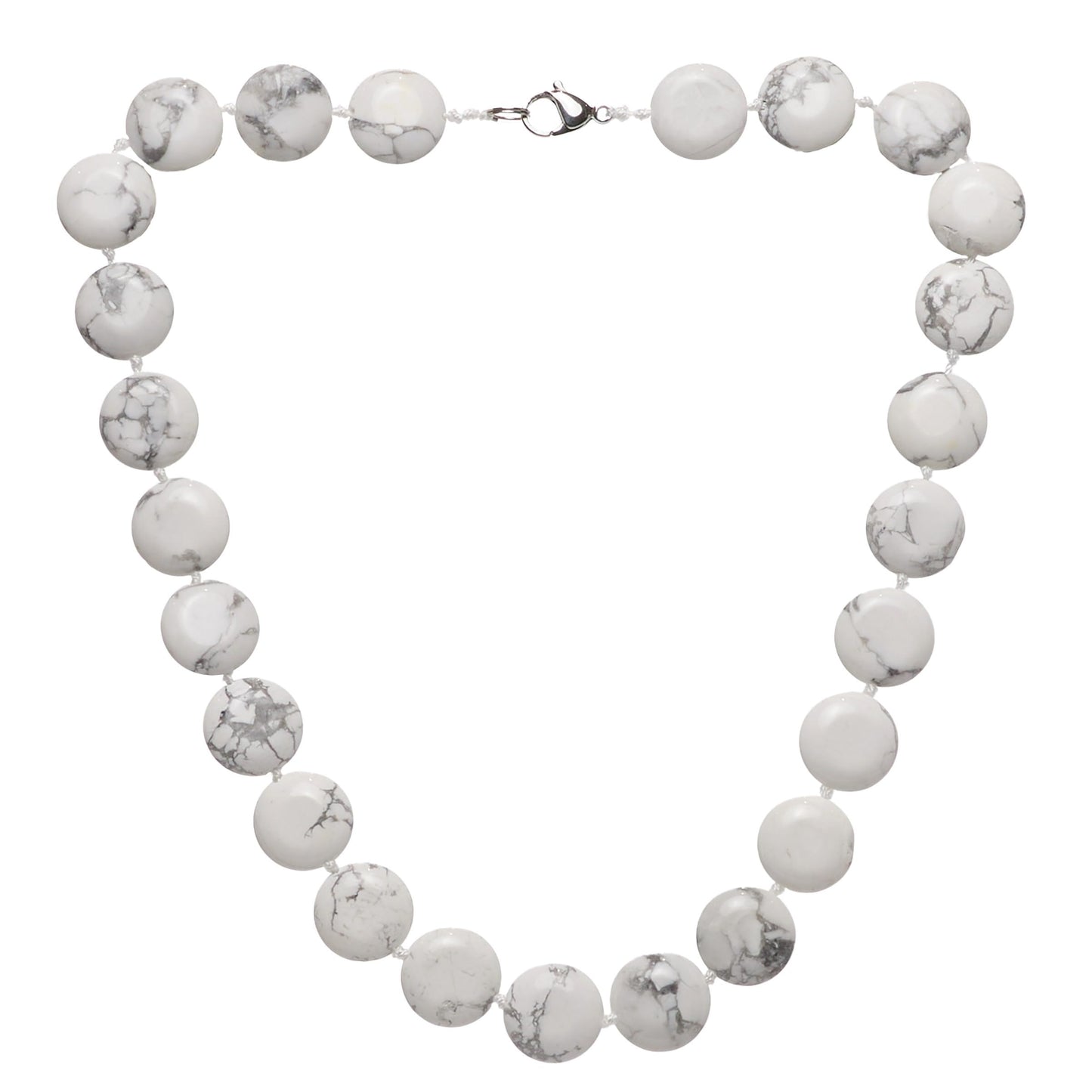 Women's 16mm Round Disc Natural White Turquoise Necklace | Natural Gemstone Jewelry