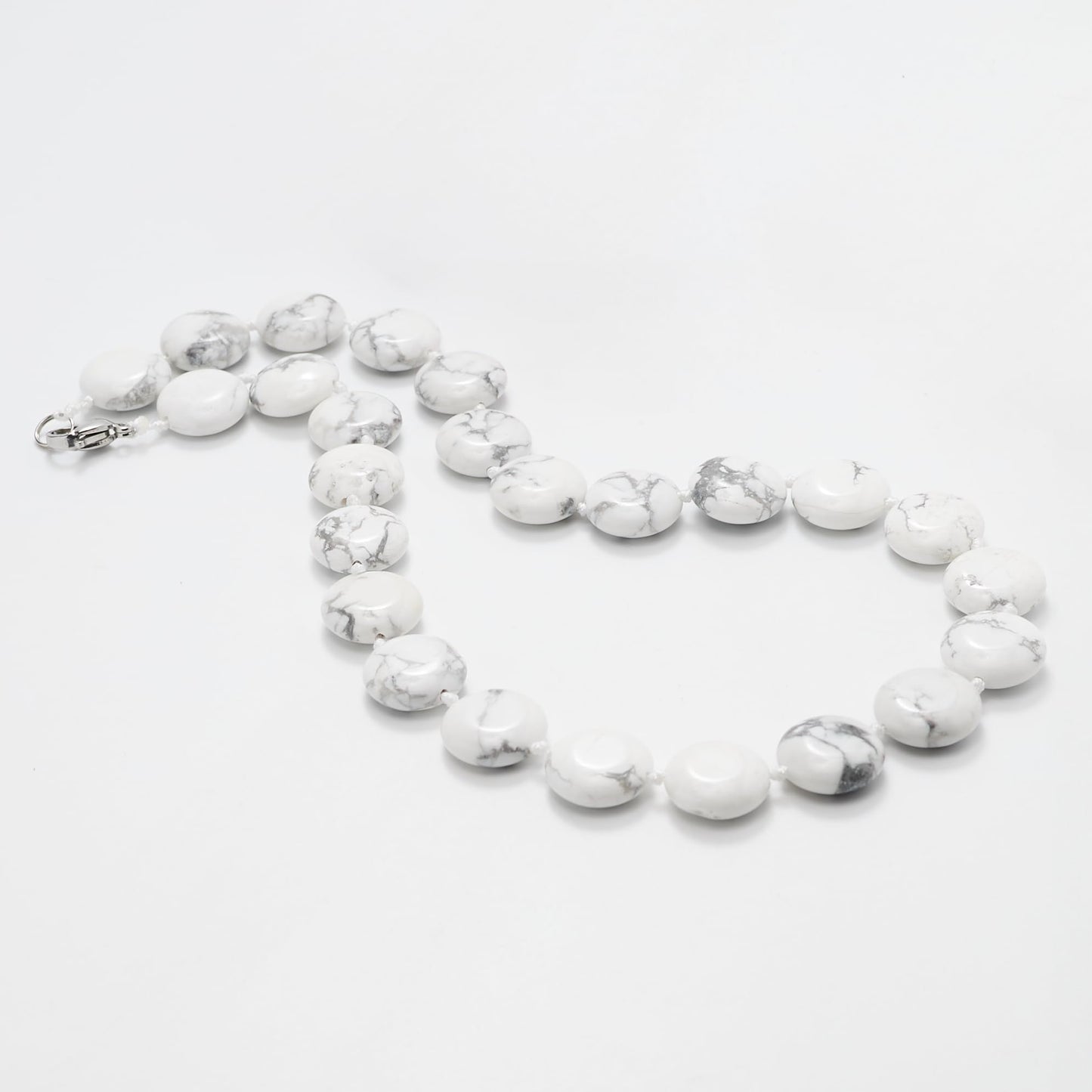 Women's 16mm Round Disc Natural White Turquoise Necklace | Natural Gemstone Jewelry
