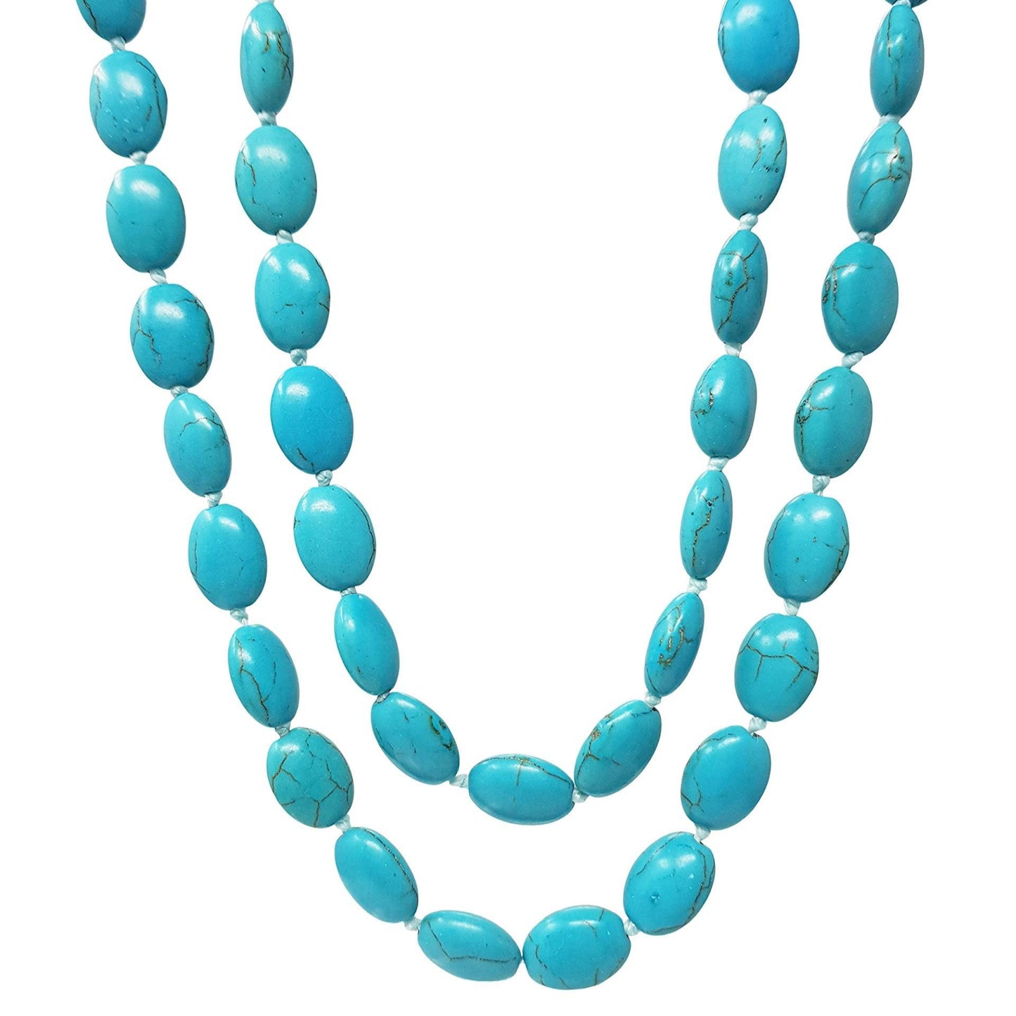 Turquoise Gemstone Necklace | Handmade 48-Inch Sweater Chain for Women