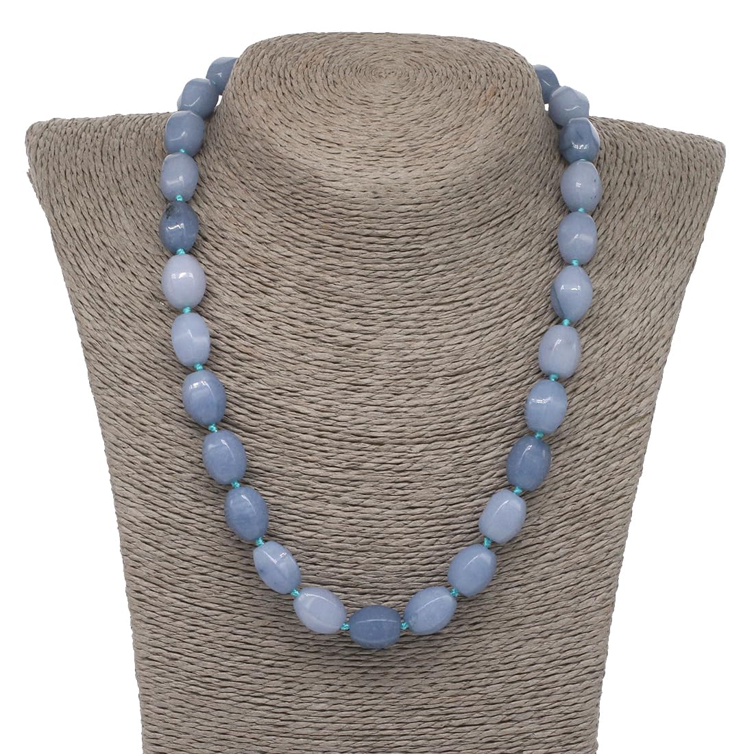 Blue 10x14mm Gemstone Beaded Necklace