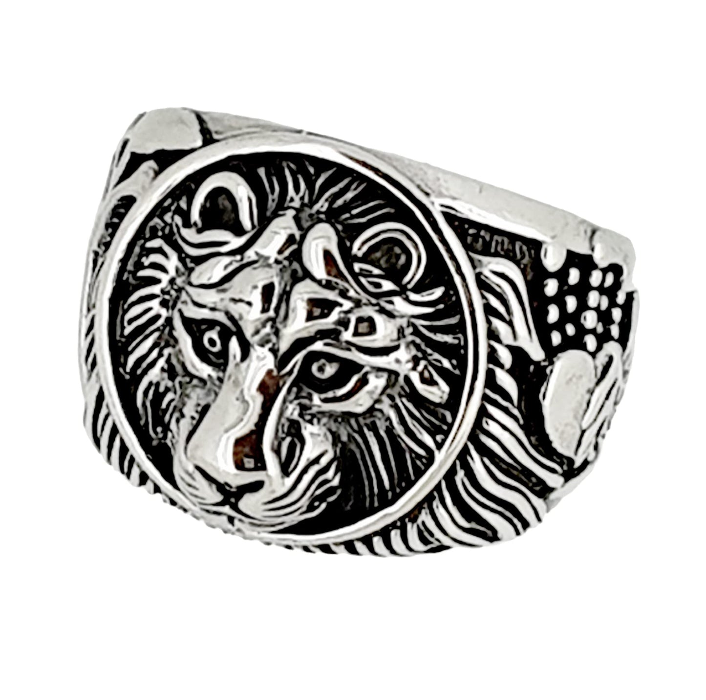 Lion Ring for Men | Chunky 925 Sterling Silver Lion Design - Size: 1