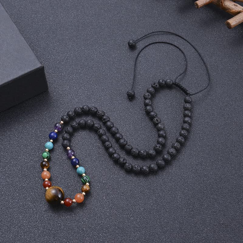 Unisex Chakra Beaded Necklace | Handmade with Natural Gemstones - Adjustable Length