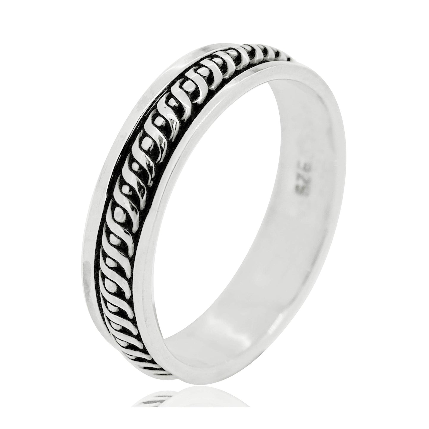 925 sterling silver rope design spinning ring