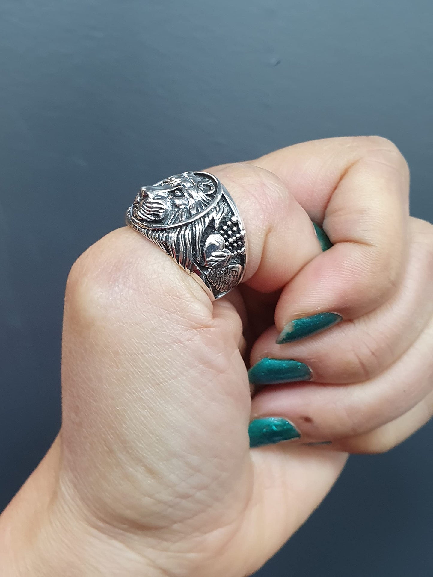 Lion Ring for Men | Chunky 925 Sterling Silver Lion Design - Size: 1