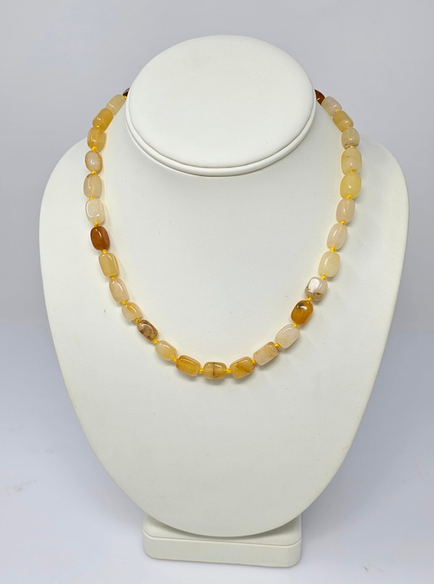 Women's Beaded Necklace | Yellow Agate Gemstone Beads with 925 Sterling Silver, Handmade Jewelry