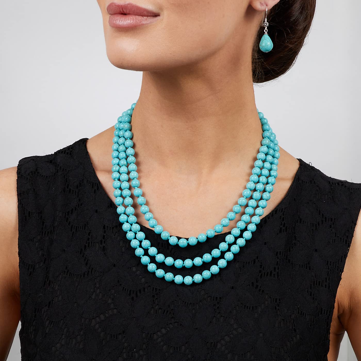 Women's Turquoise Necklace | Stunning Three-Row Gemstone Design