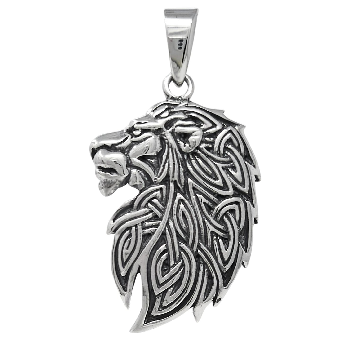 925 sterling silver lion relief pendant