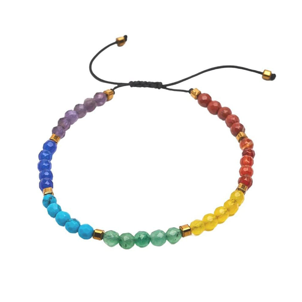 Women's Handmade Gemstone Bracelet | 4mm Natural Gemstone Adjustable Bracelet Pink, Blue, and Multicolor Options for Women