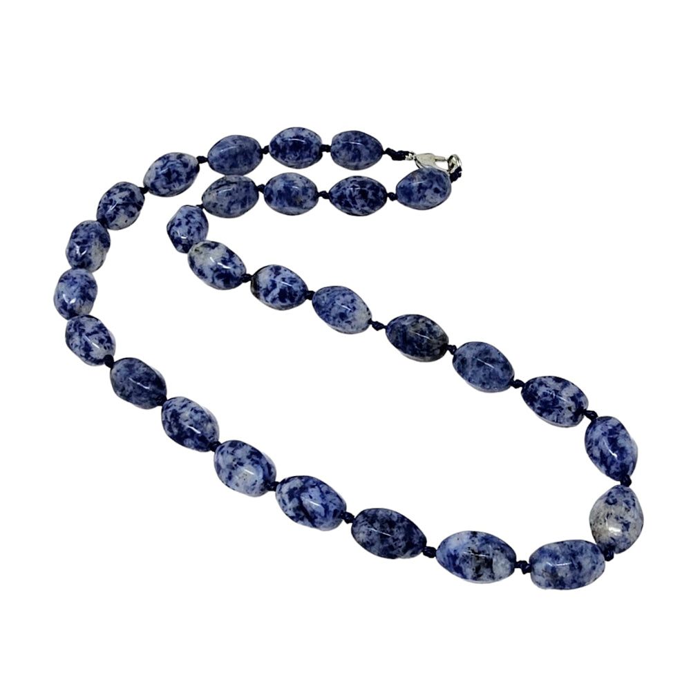 Blue Spots 10x14mm Gemstone Beaded Necklace