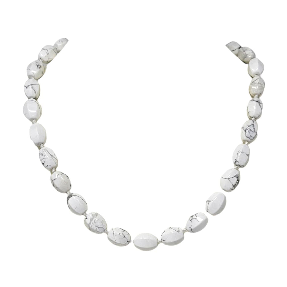 White Turquoise 10x14mm Gemstone Beaded Necklace