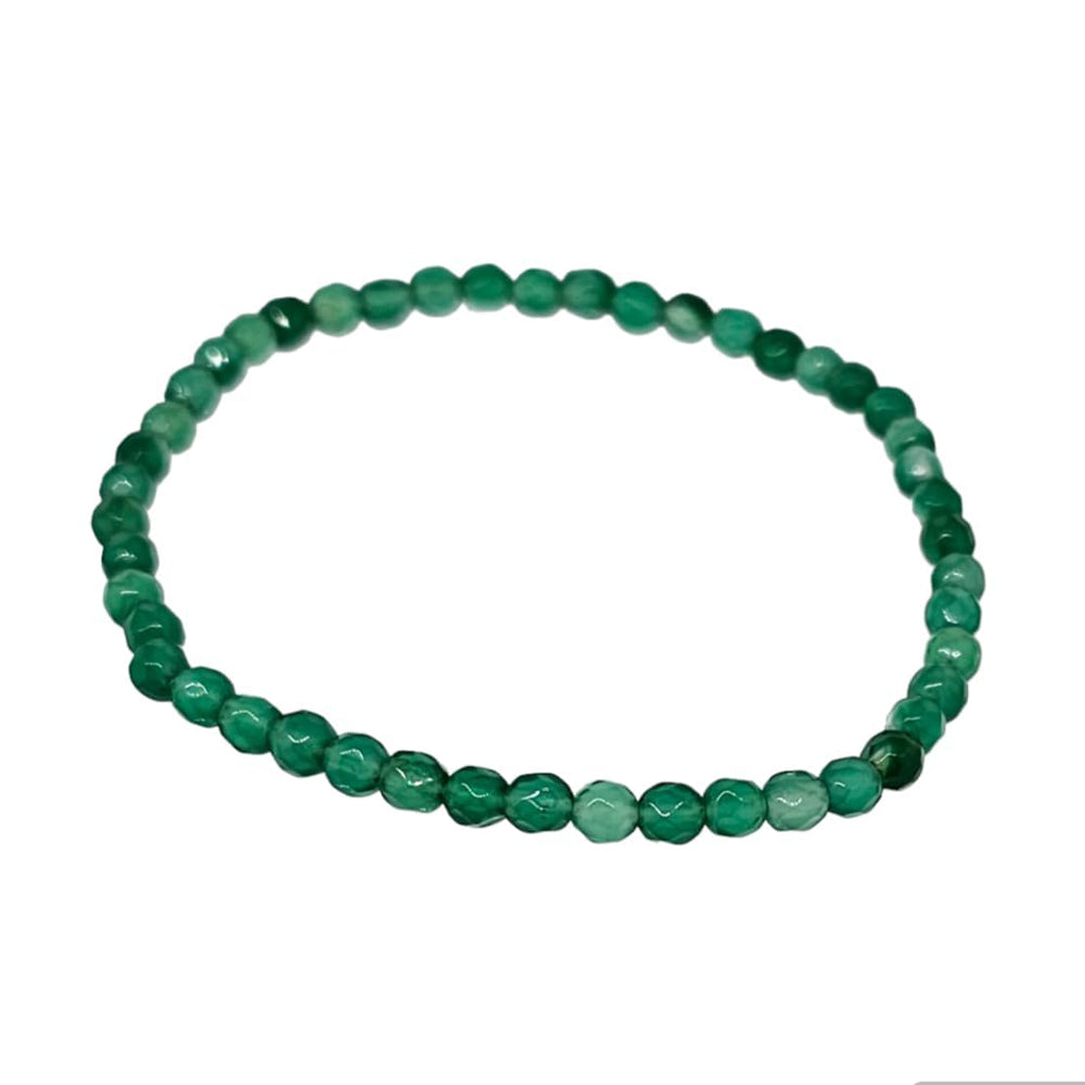 Facted Green Agate 4mm Stretchy Gemstone Bracelet