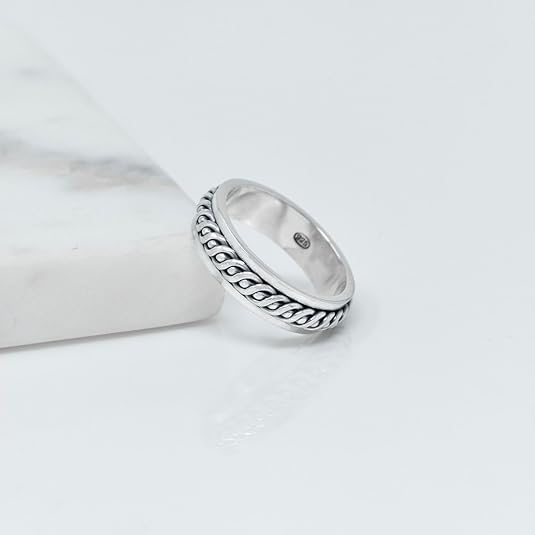 Rope design 925 sterling silver spinning ring